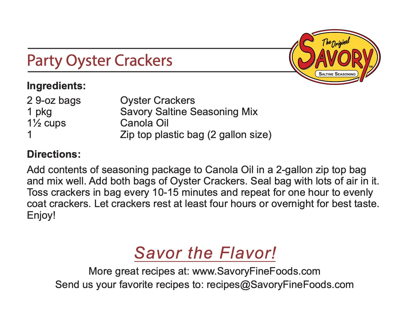 Savory Party Cracker Seasonings | 6 Flavors