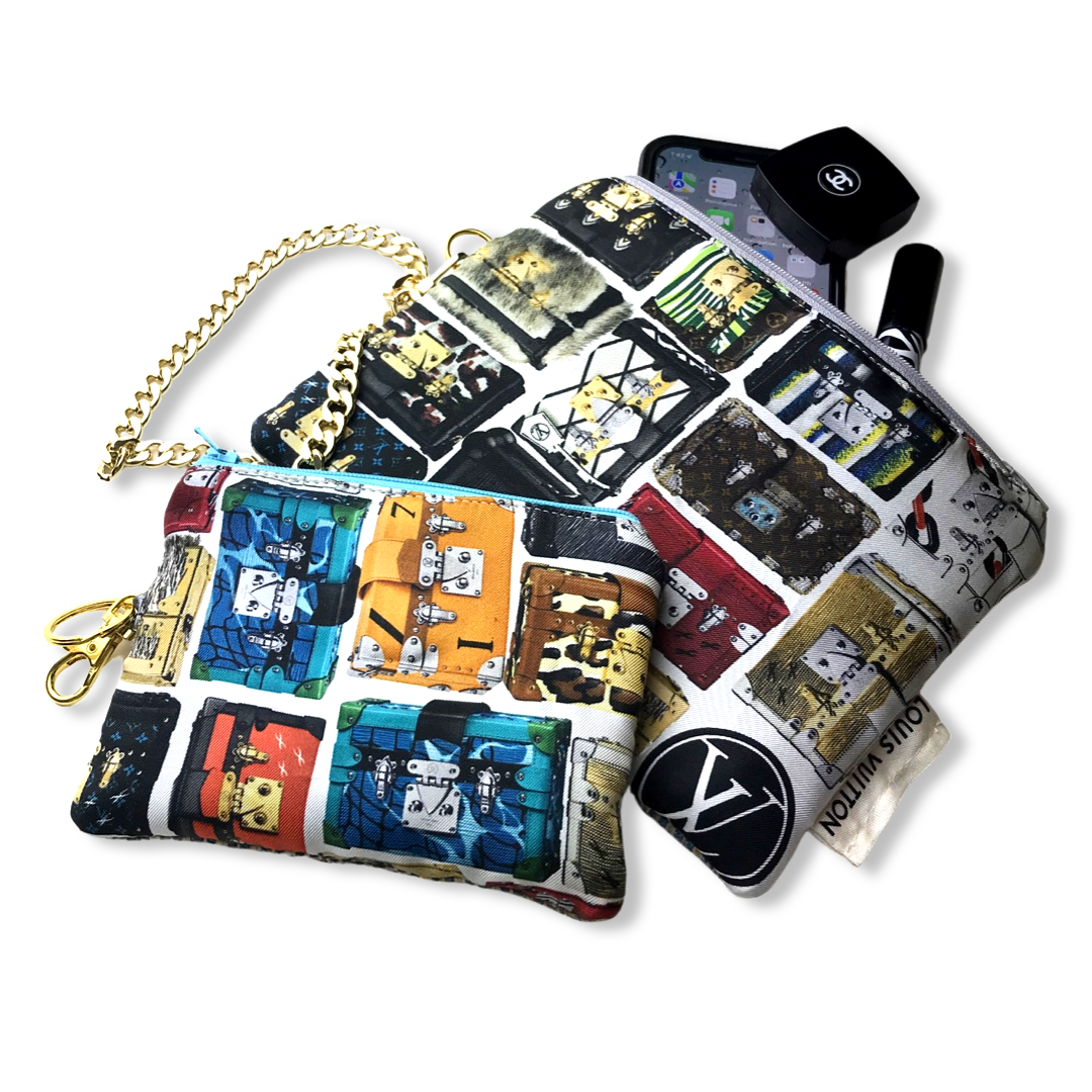 Petite Malle Vintage Silk Scarf Coffee Run Keychain Bag