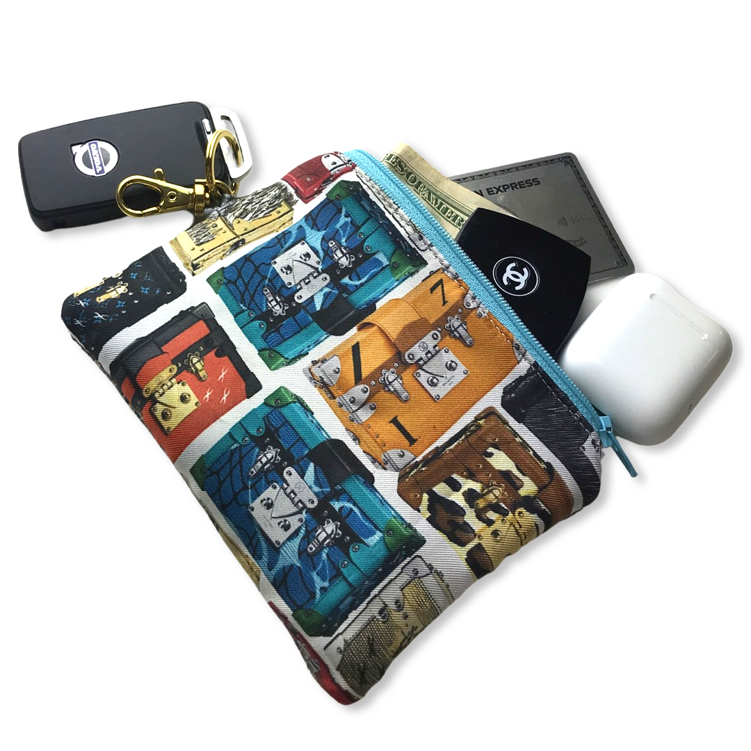 Petite Malle Vintage Silk Scarf Coffee Run Keychain Bag