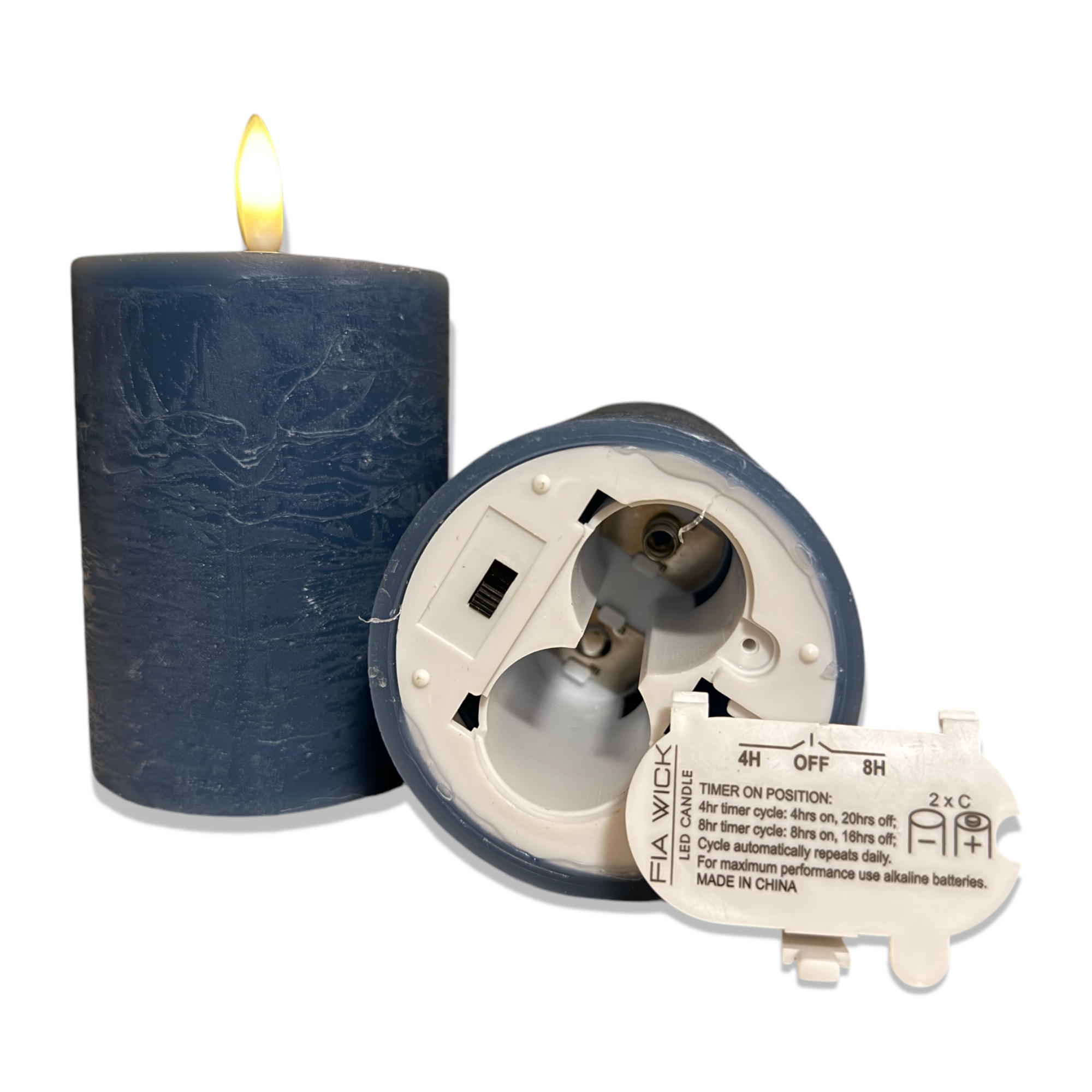 Green Wax 3D Flameless Pillar Candles