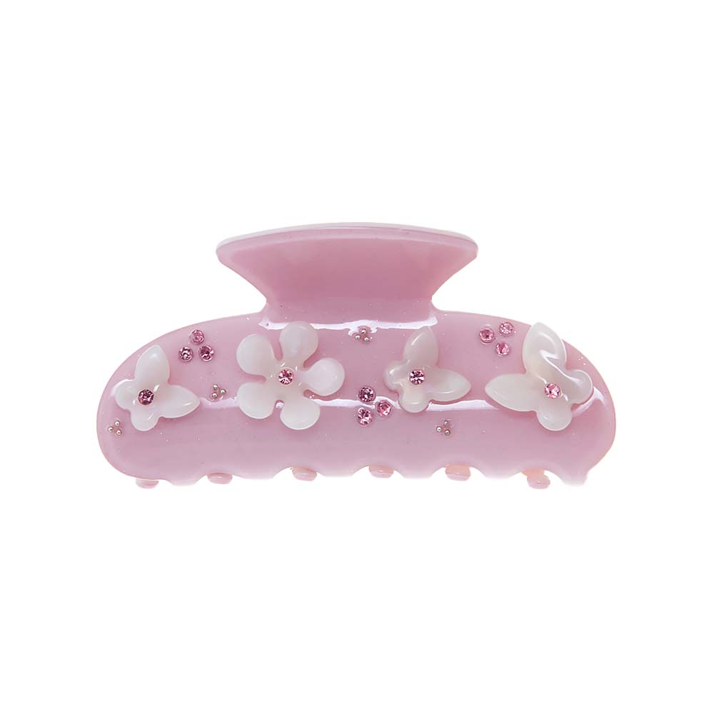 Pink I Love Butterflies & Flowers Claw Clip - Adina's Jewels