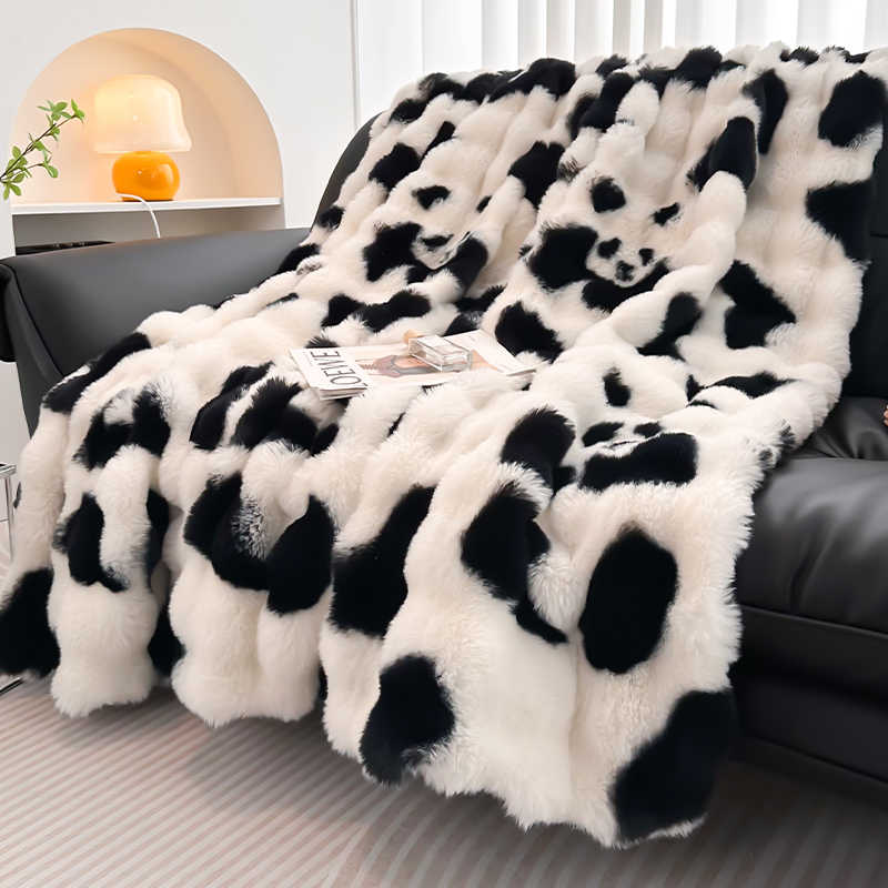 Premium Panda Faux Fur Rabbit Plush Sofa Blanket | 3CARATS