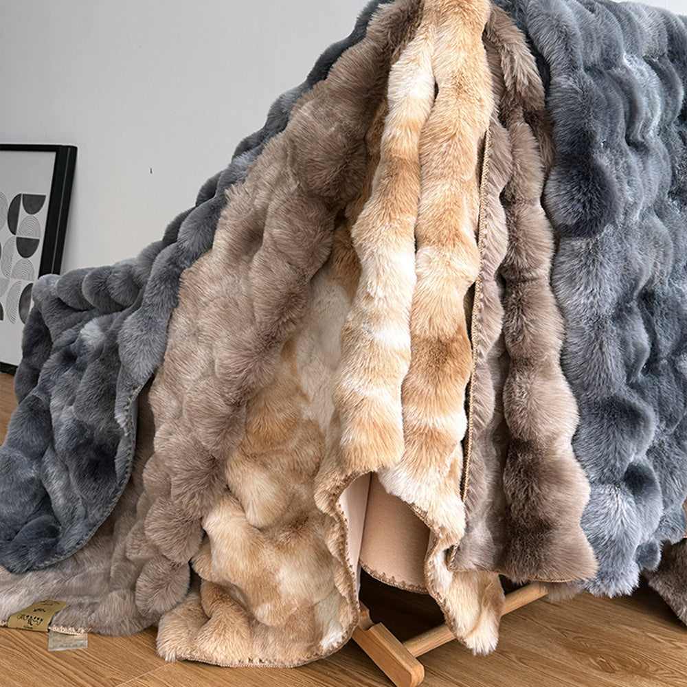 Premium Tie-Dye Faux Fur Rabbit Plush Sofa Blanket | 3CARATS