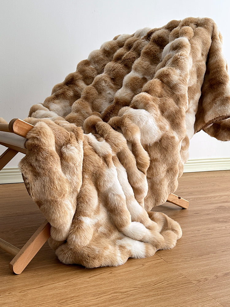Premium Tie-Dye Faux Fur Rabbit Plush Sofa Blanket | 3CARATS