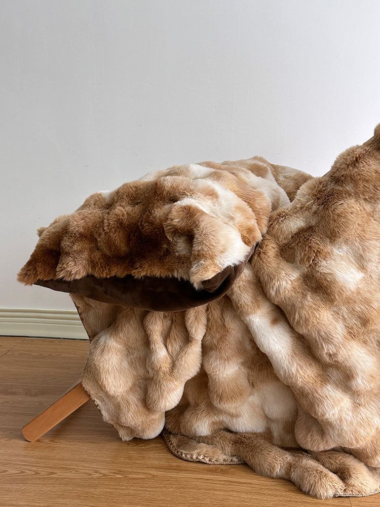 Premium Tie-Dye Faux Fur Rabbit Plush Sofa Blanket | 3CARATS