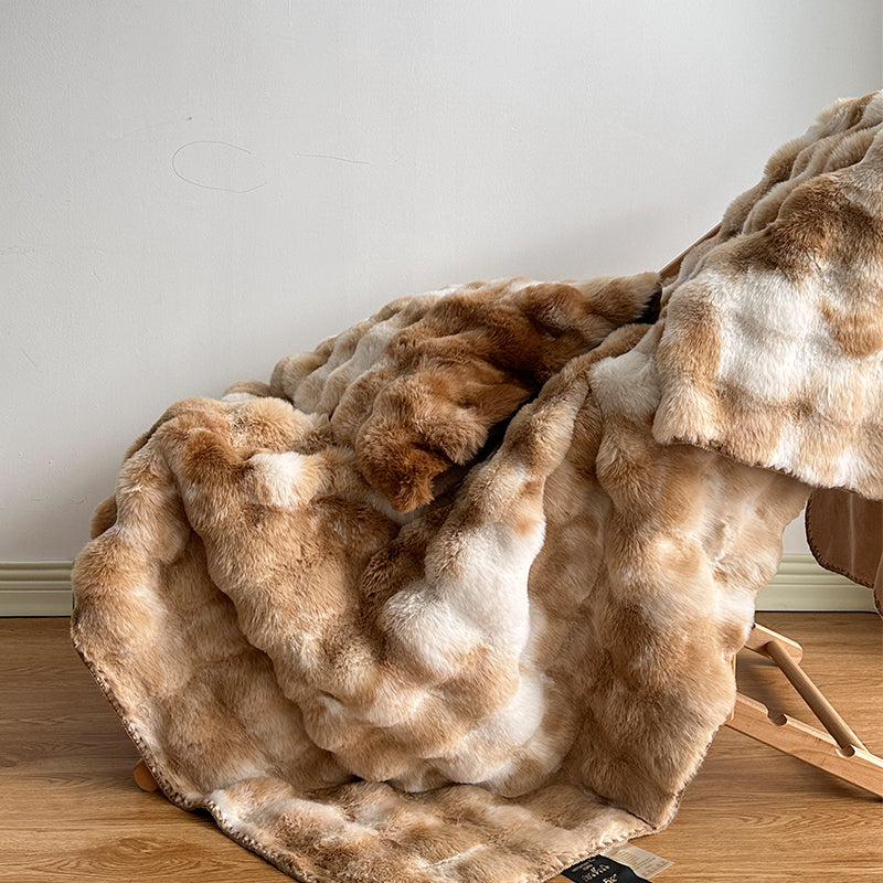 Premium Tie-Dye Faux Fur Rabbit Plush Sofa Blanket | 3CARATS
