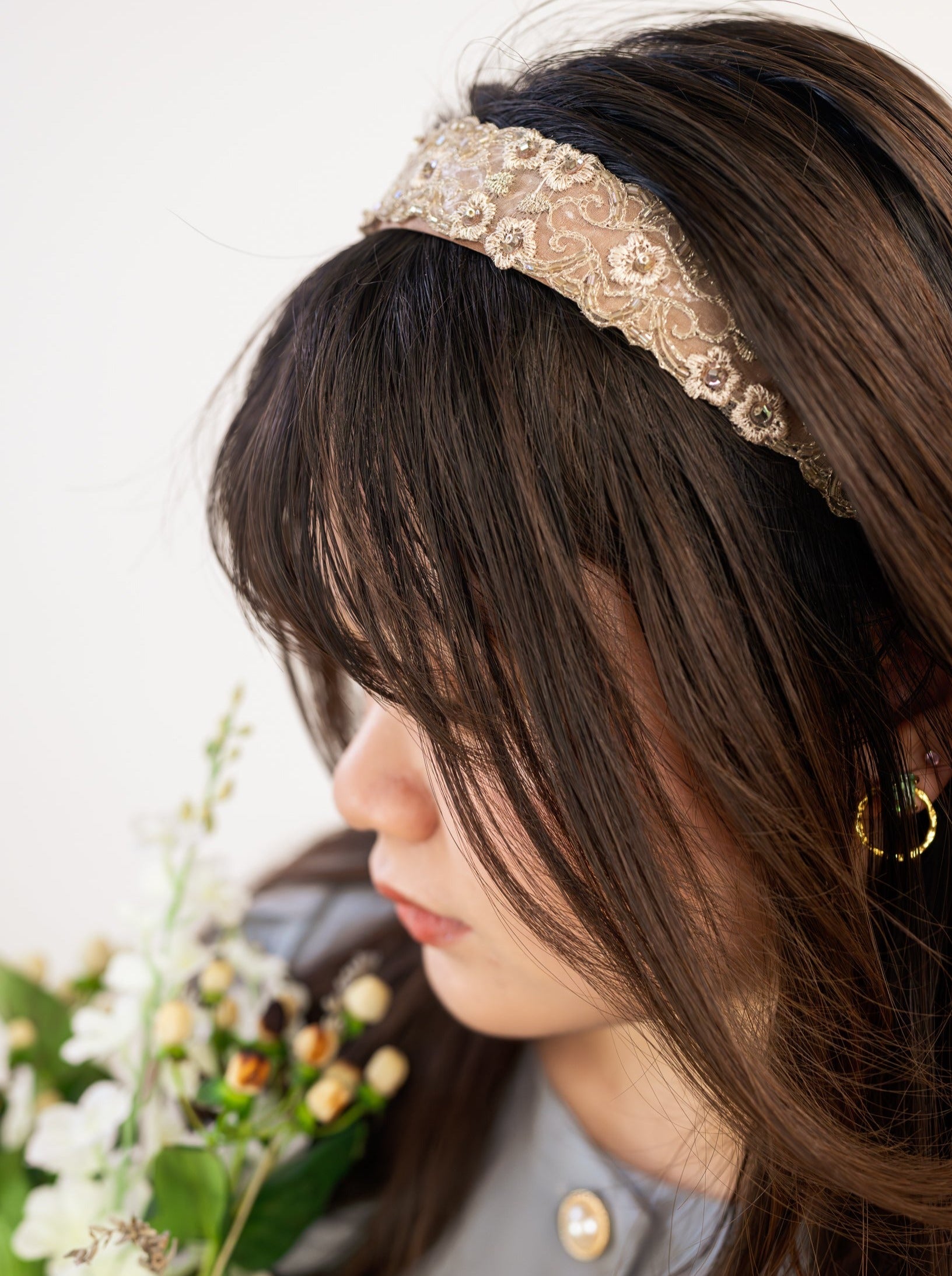 Hayden Tan Beaded Headband