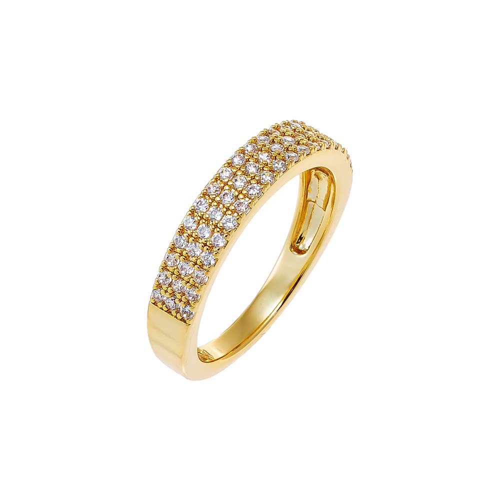 Gold / 6 Pave Triple Row Eternity Band Ring - Adina's Jewels