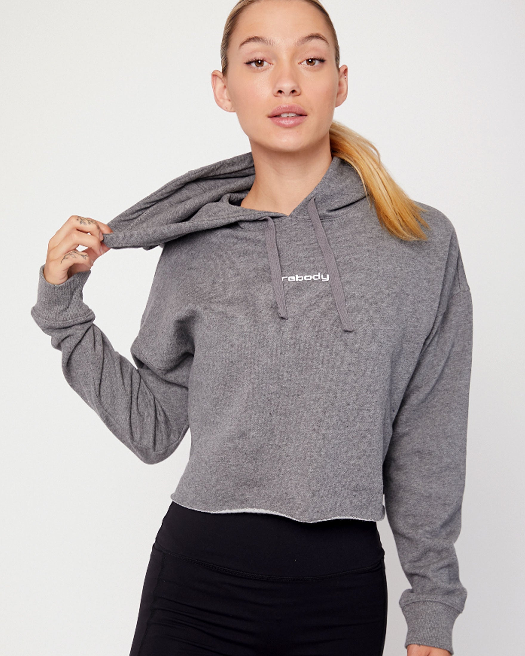 Rebody Logo Fleece Crop Hoodie-0