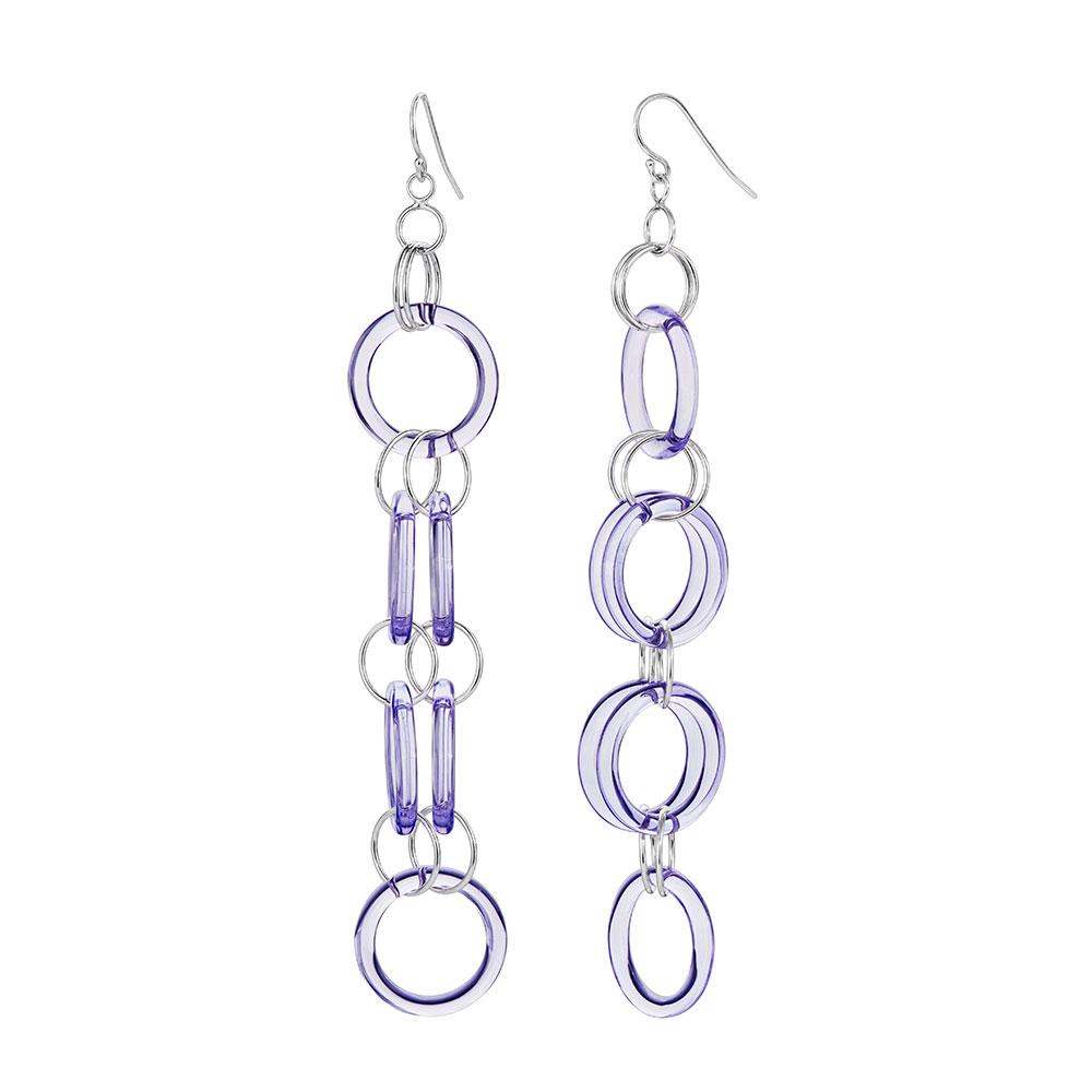 Purple Circle Links Drop and Dangle Earrings