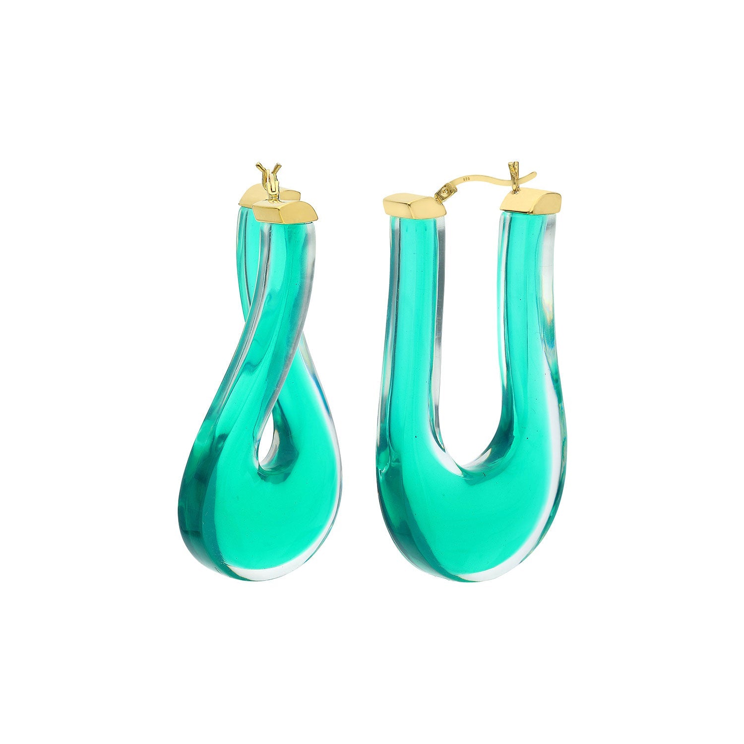 Large Twisted Horseshoe Lucite Hoop Earrings