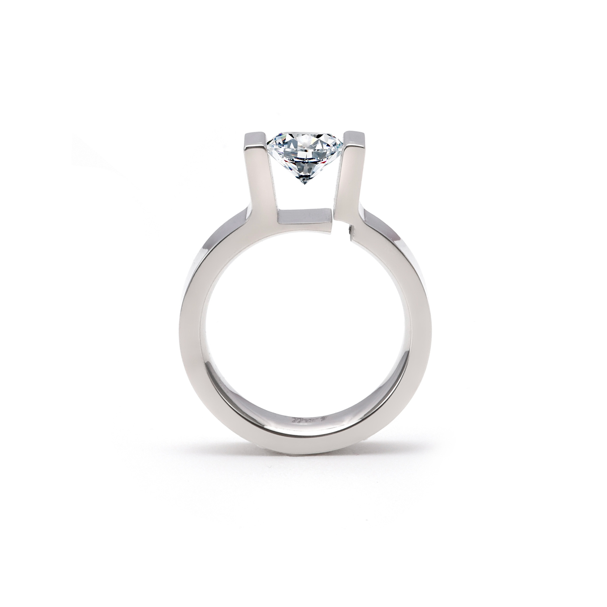 RG074MW B.Tiff Tension 1 ct Moissanite Round Solitaire Engagement Ring by B.Tiff New York