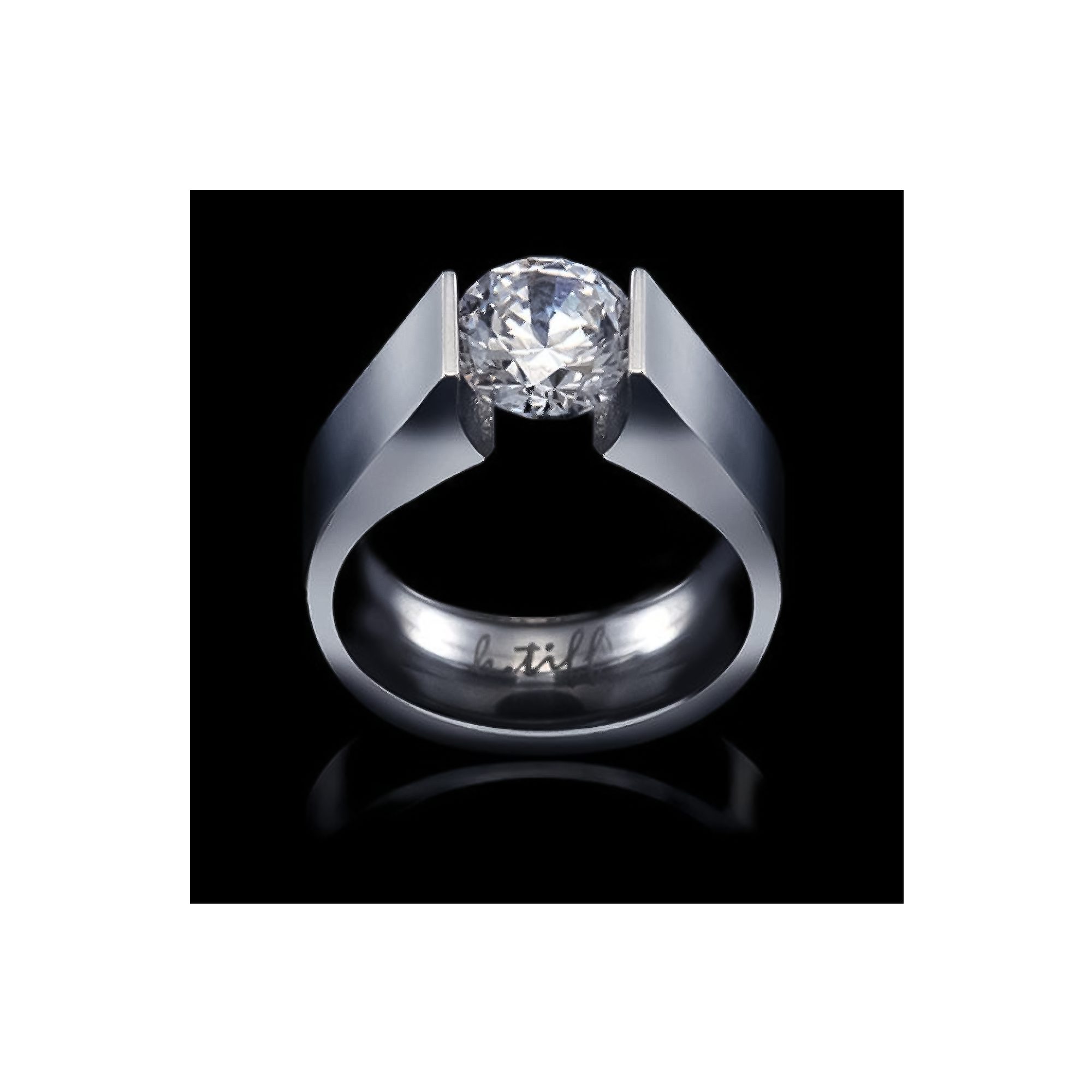 RG093MW B.Tiff 2 ct Moissanite Round Solitaire Engagement Ring