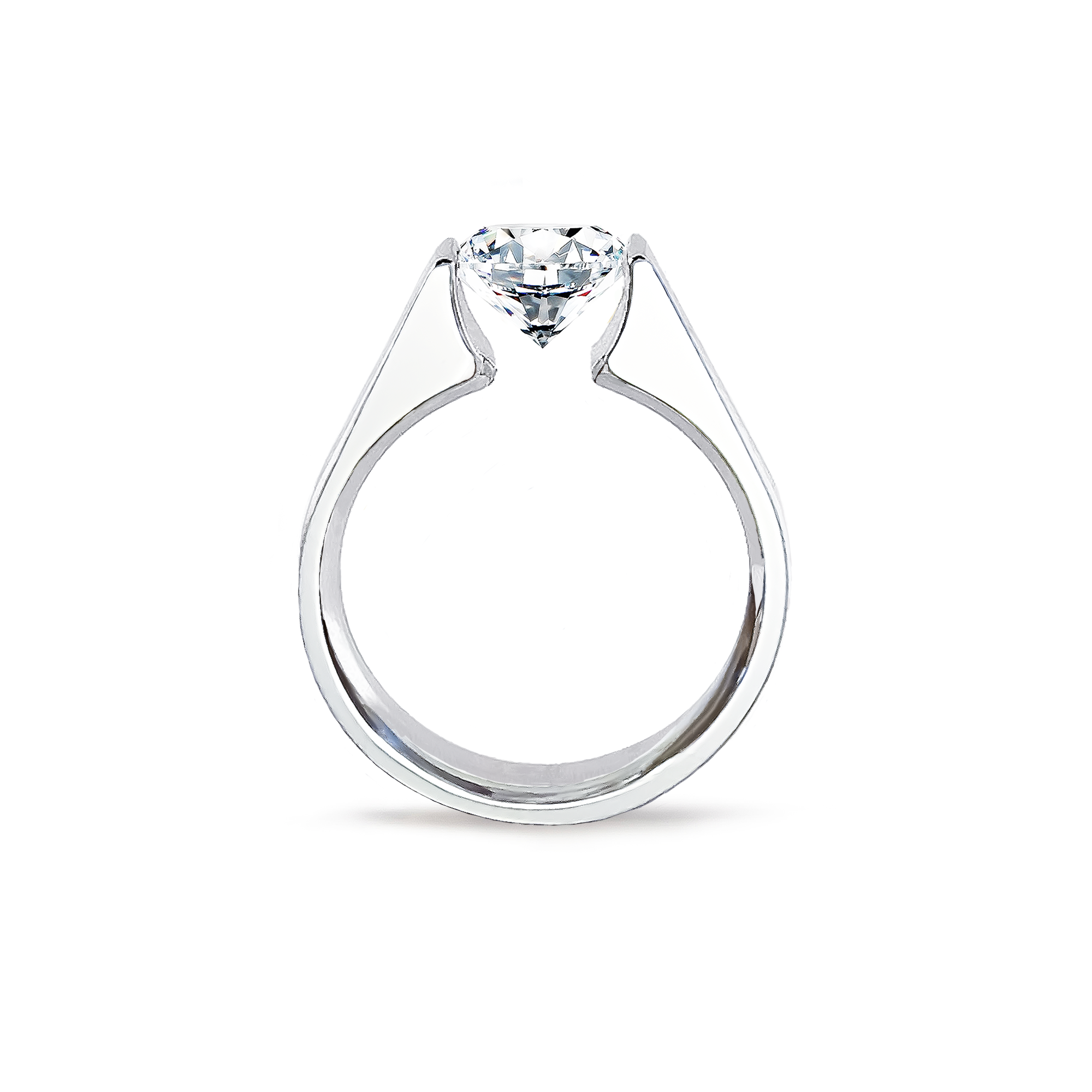 RG093MW B.Tiff 2 ct Moissanite Round Solitaire Engagement Ring