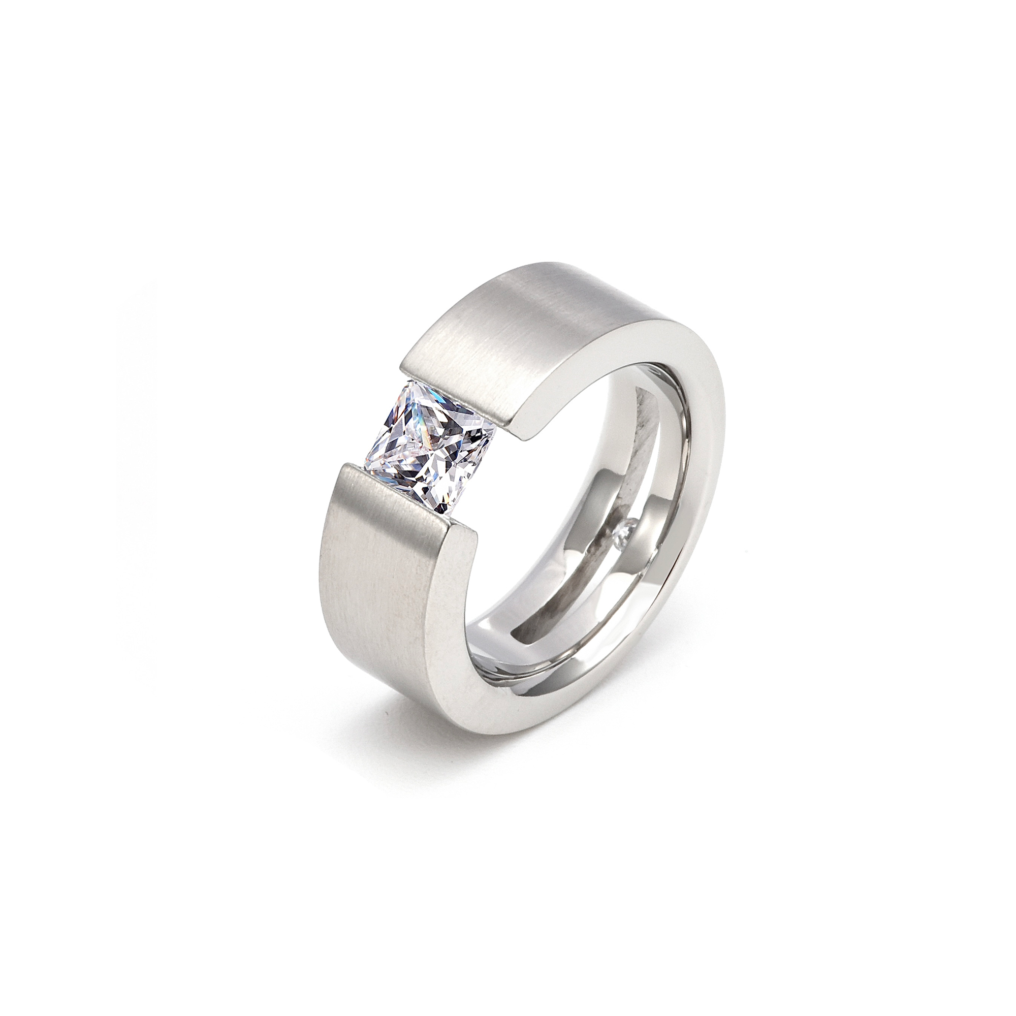 RG094W B.Tiff Tension 1 ct Princess Cut Solitaire Ring
