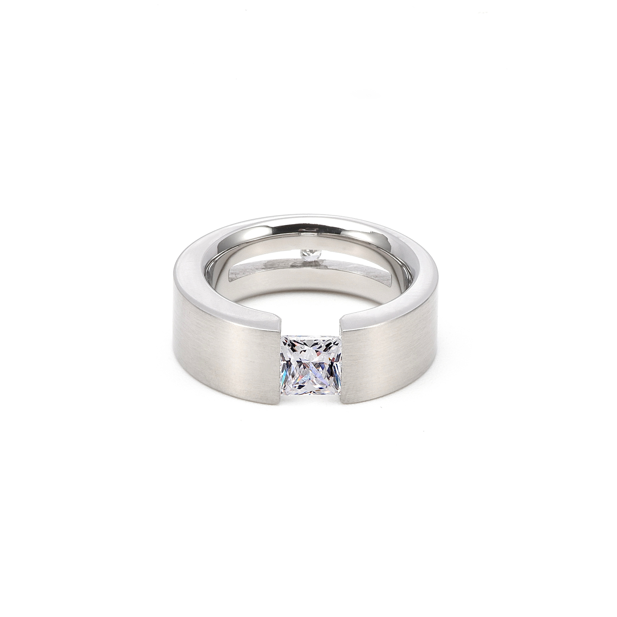RG094W B.Tiff Tension 1 ct Princess Cut Solitaire Ring