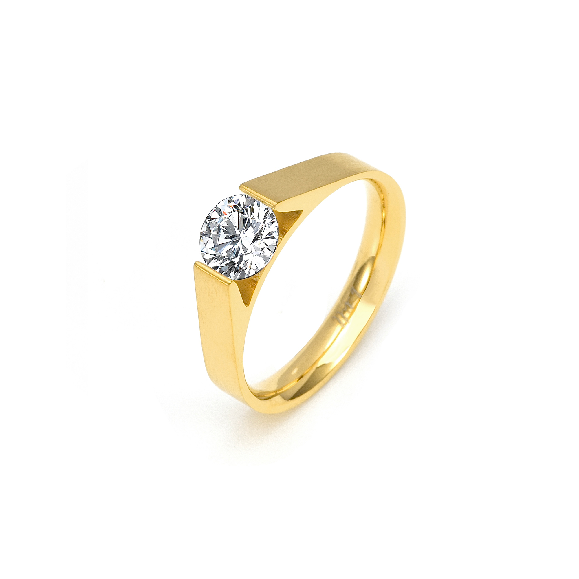 RG096G B.Tiff Gold Tension .75 ct Round Solitaire Engagement Ring