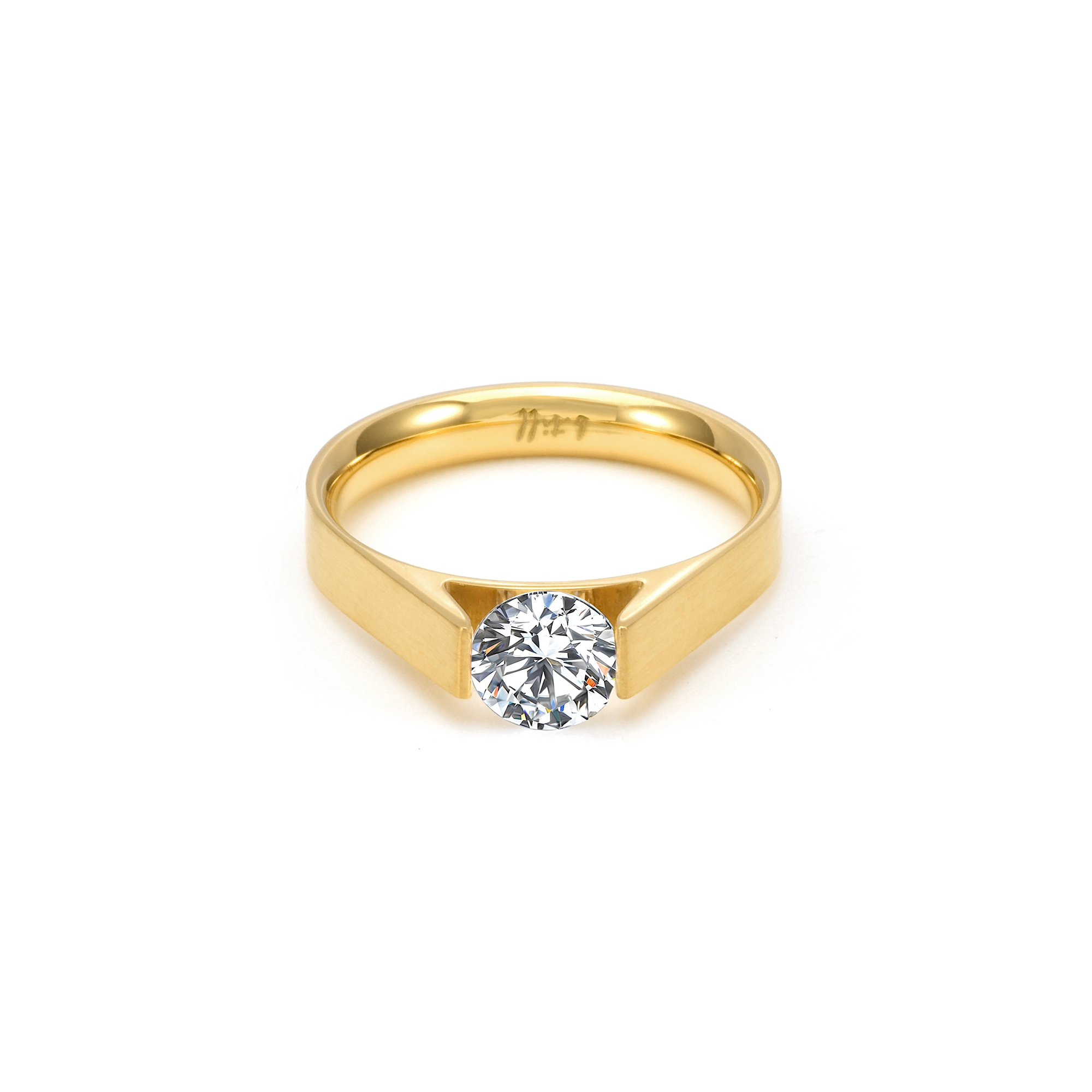 RG096G B.Tiff Gold Tension .75 ct Round Solitaire Engagement Ring