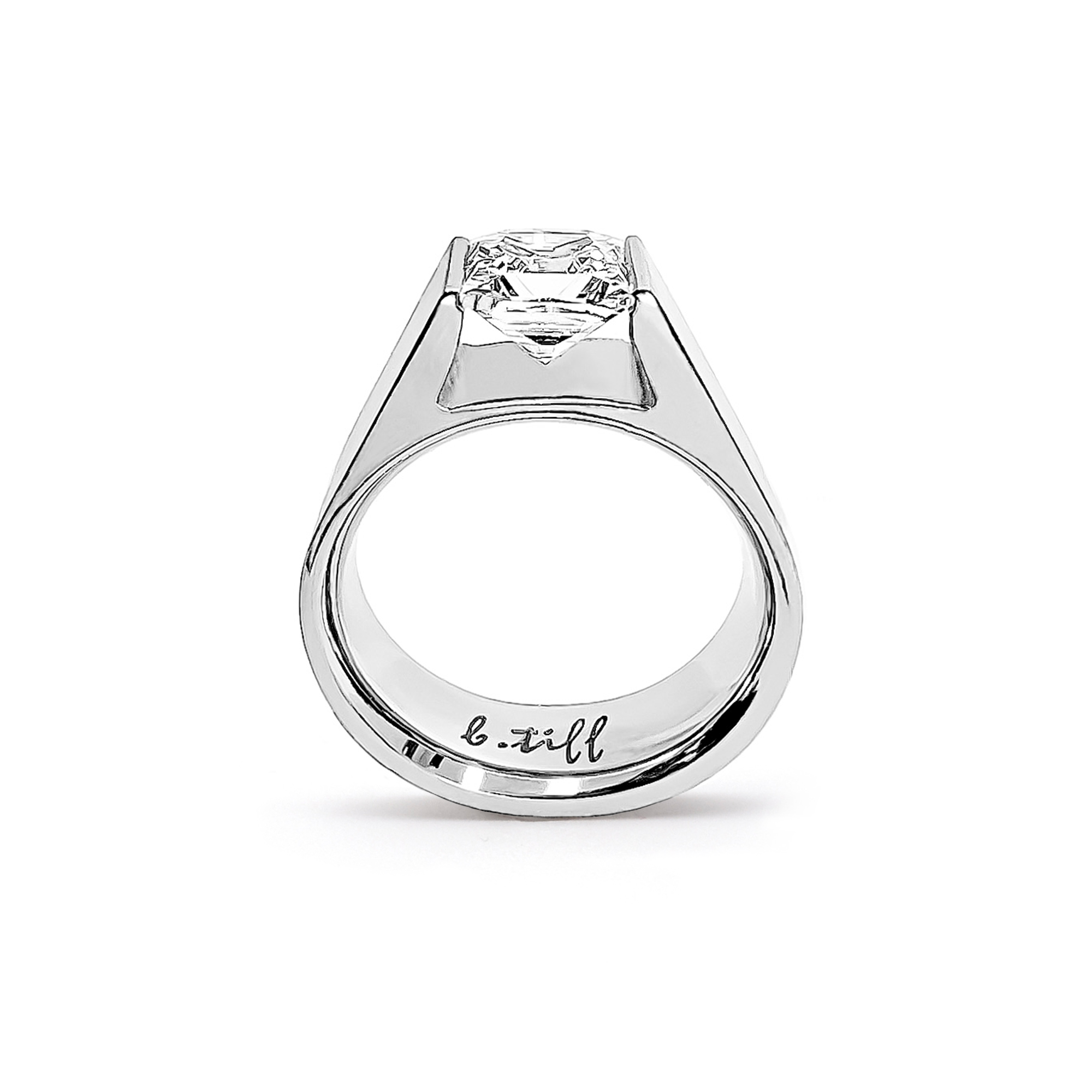 RG097W B.Tiff Tension 1 ct Princess Cut Tall Solitaire Ring