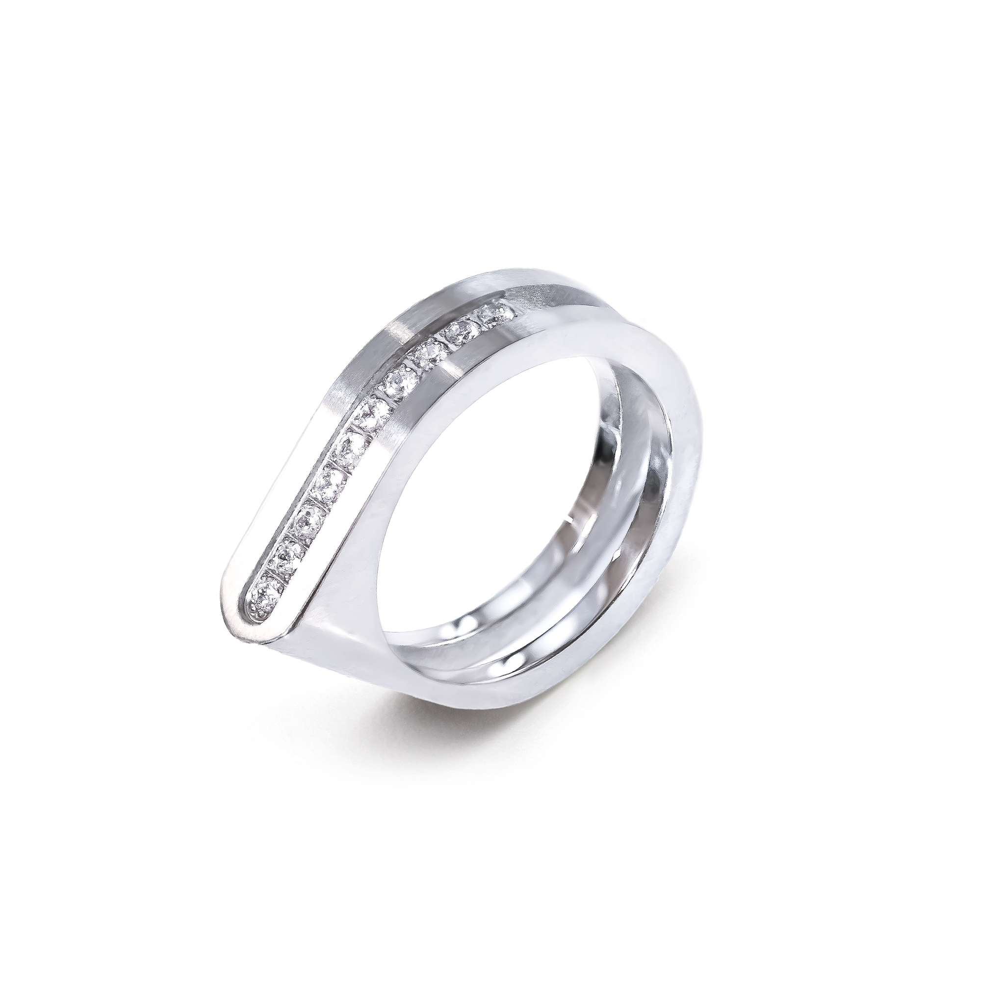 RG098W B.Tiff Pavé Carrée Ring