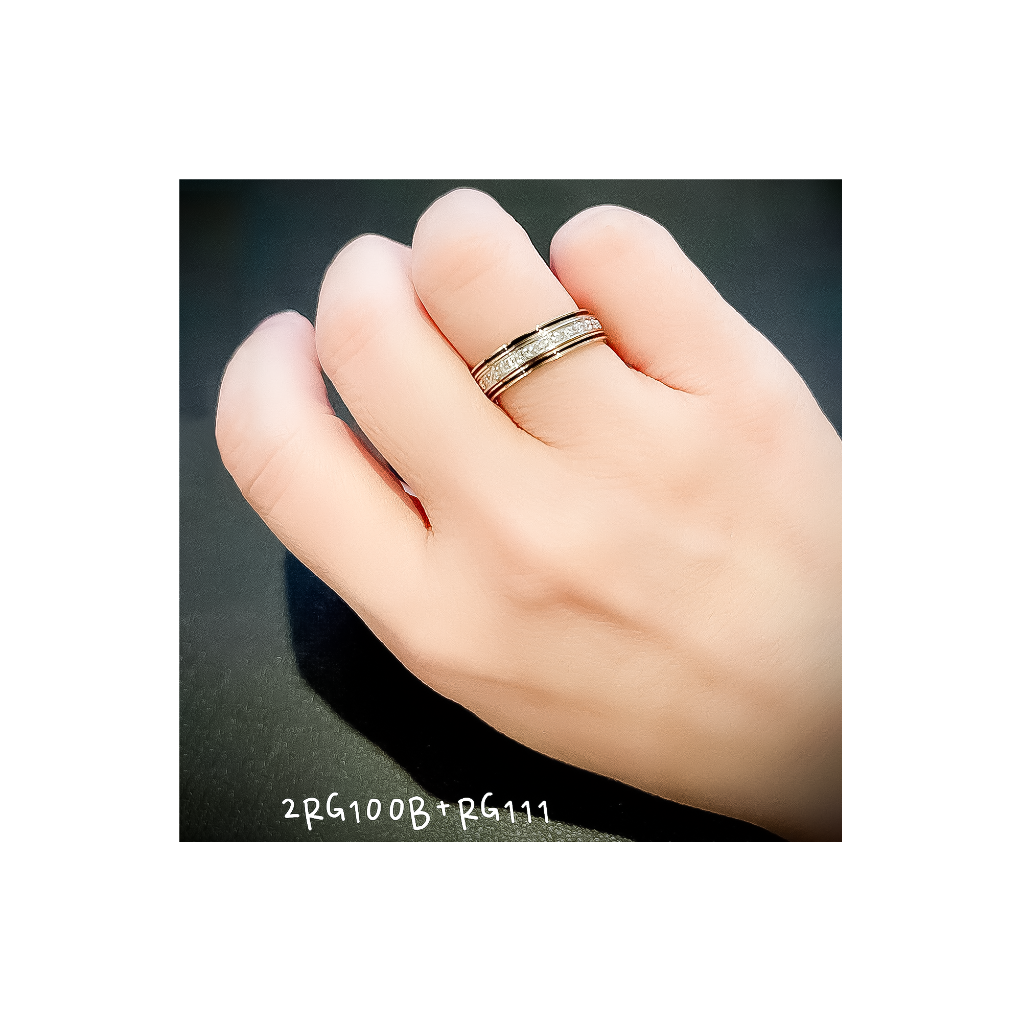 RG100GB B.Tiff "The Hamptons" Black Enamel Gold Ring 2-Pack [Thin Band]