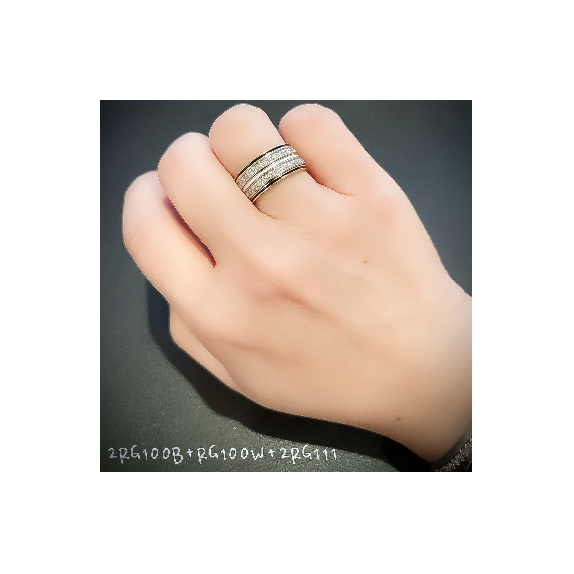 RG100GB B.Tiff "The Hamptons" Black Enamel Gold Ring 2-Pack [Thin Band]