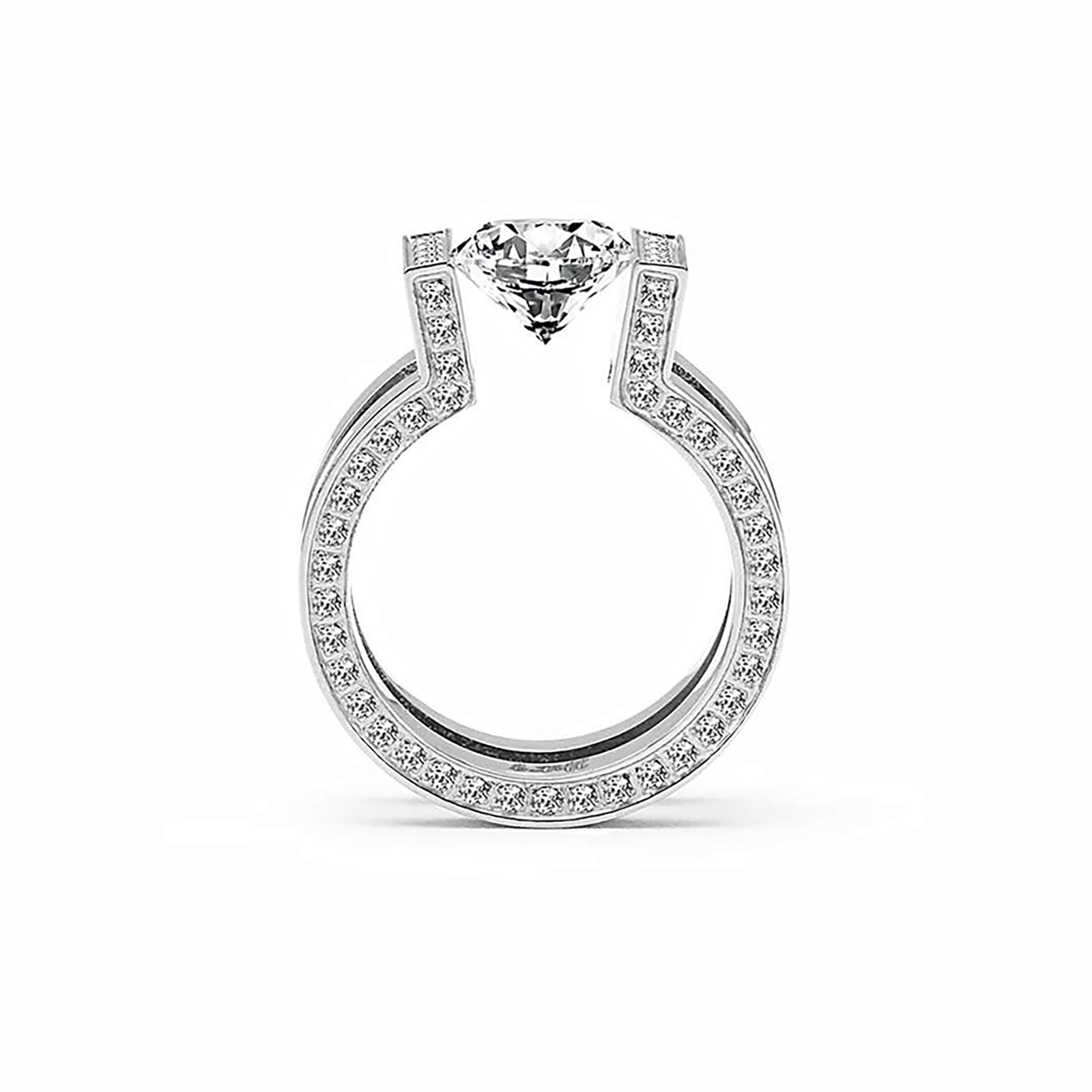 RG108MW B.Tiff 2 ct Moissanite Round Solitaire Interlocking Engagement Ring