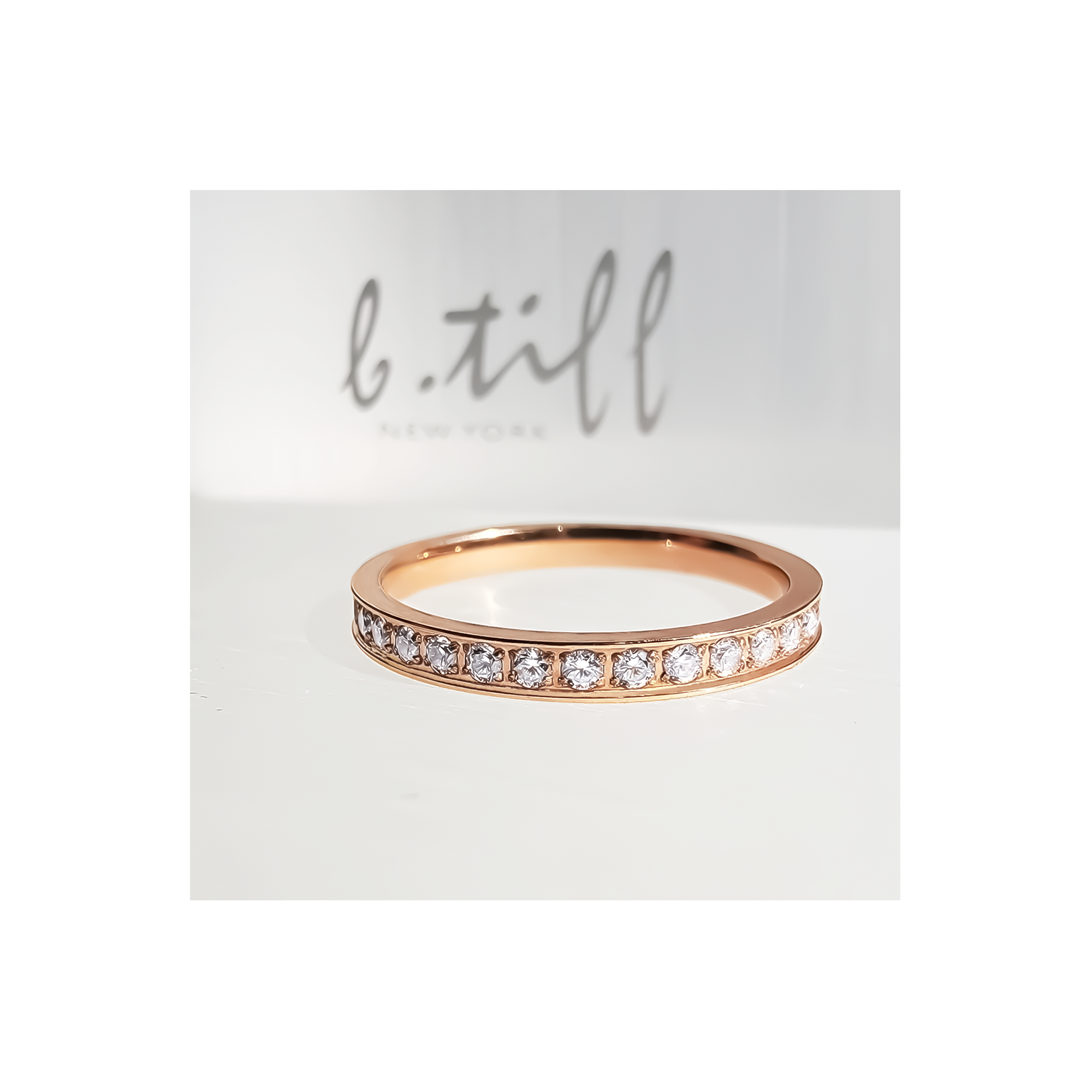 RG111RG B.Tiff Rose Gold Stacking .01 ct Eternity Ring [Thin Band]