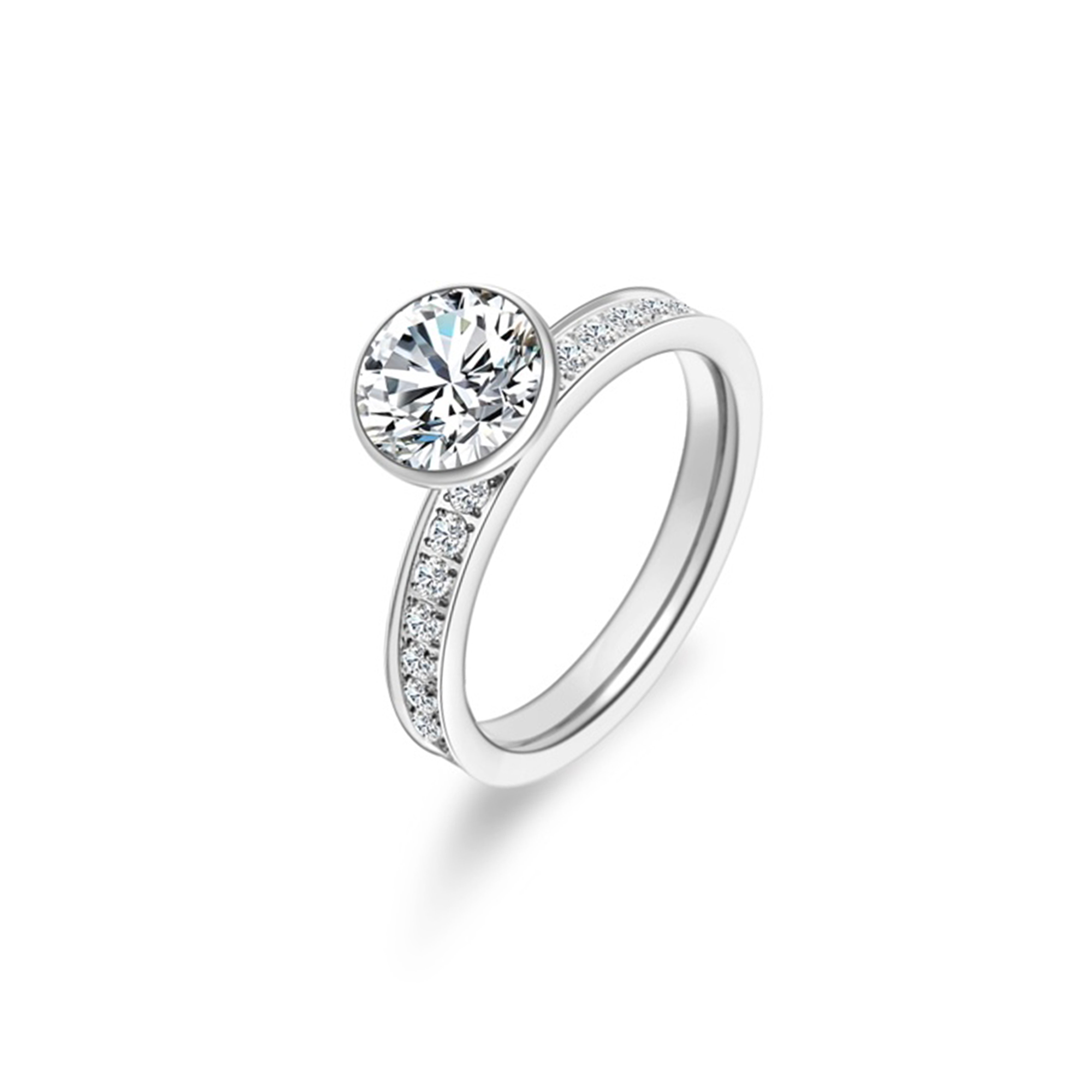 RG112W B.Tiff 2 ct Solitaire Pave Engagement Ring [Thin Band]