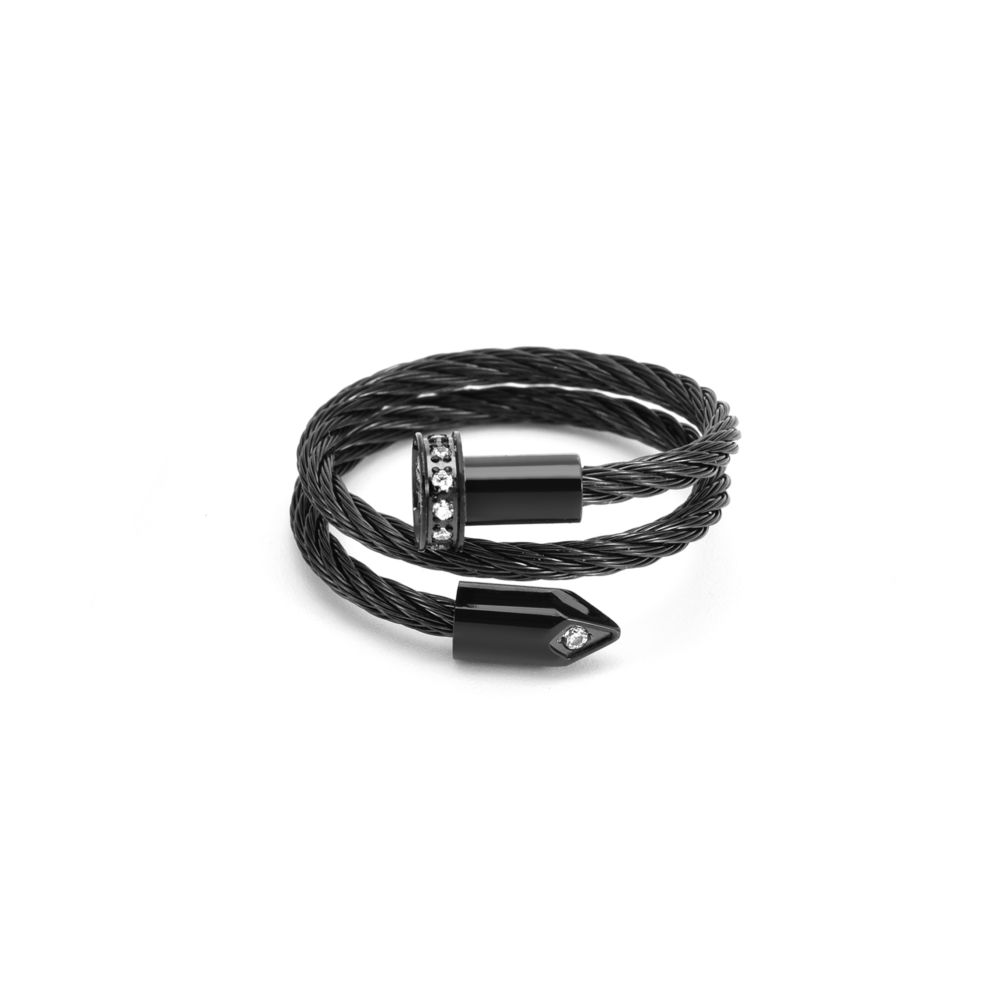 RG115B B.Tiff Black Pavé Pointe Cable Adjustable Ring