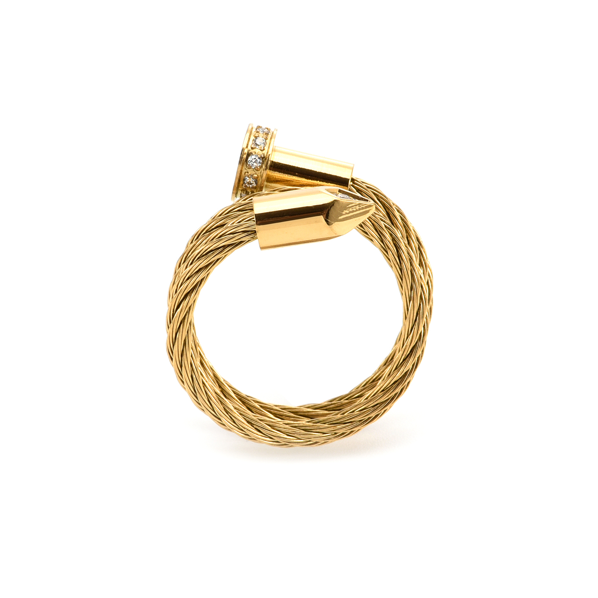 RG115G B.Tiff Gold Pavé Pointe Cable Adjustable Ring