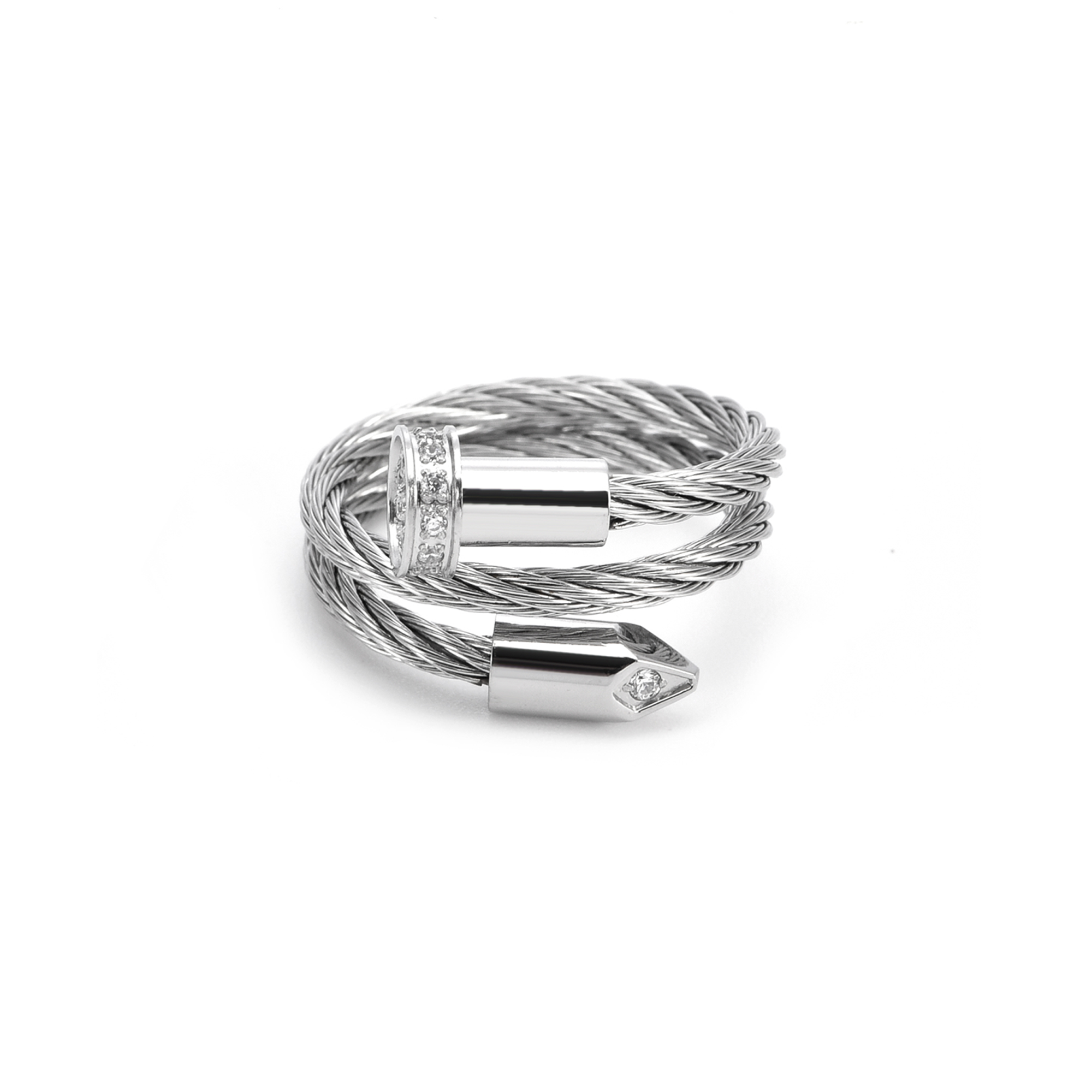 RG115W B.Tiff Pavé Pointe Cable Adjustable Ring