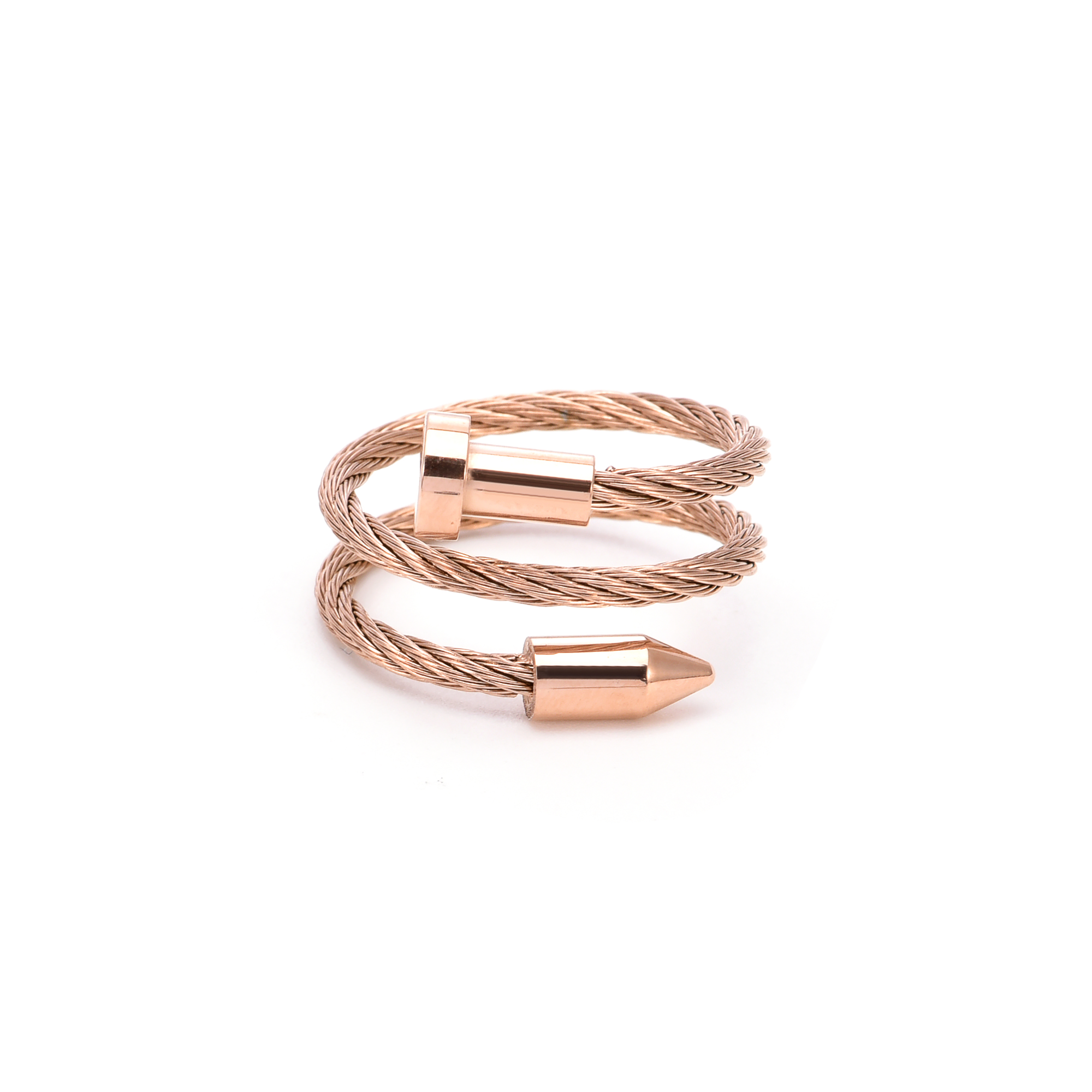 RG116RG B.Tiff Rose Gold Pointe Cable Adjustable Ring