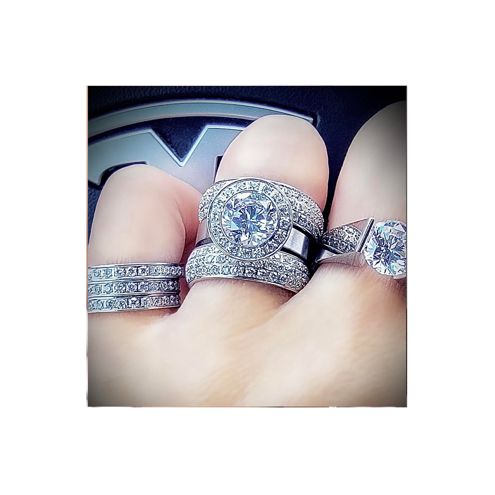 RG125W B.Tiff Aŭreolo 2 ct Round Halo Engagement Ring [Thin Band] by B.Tiff New York