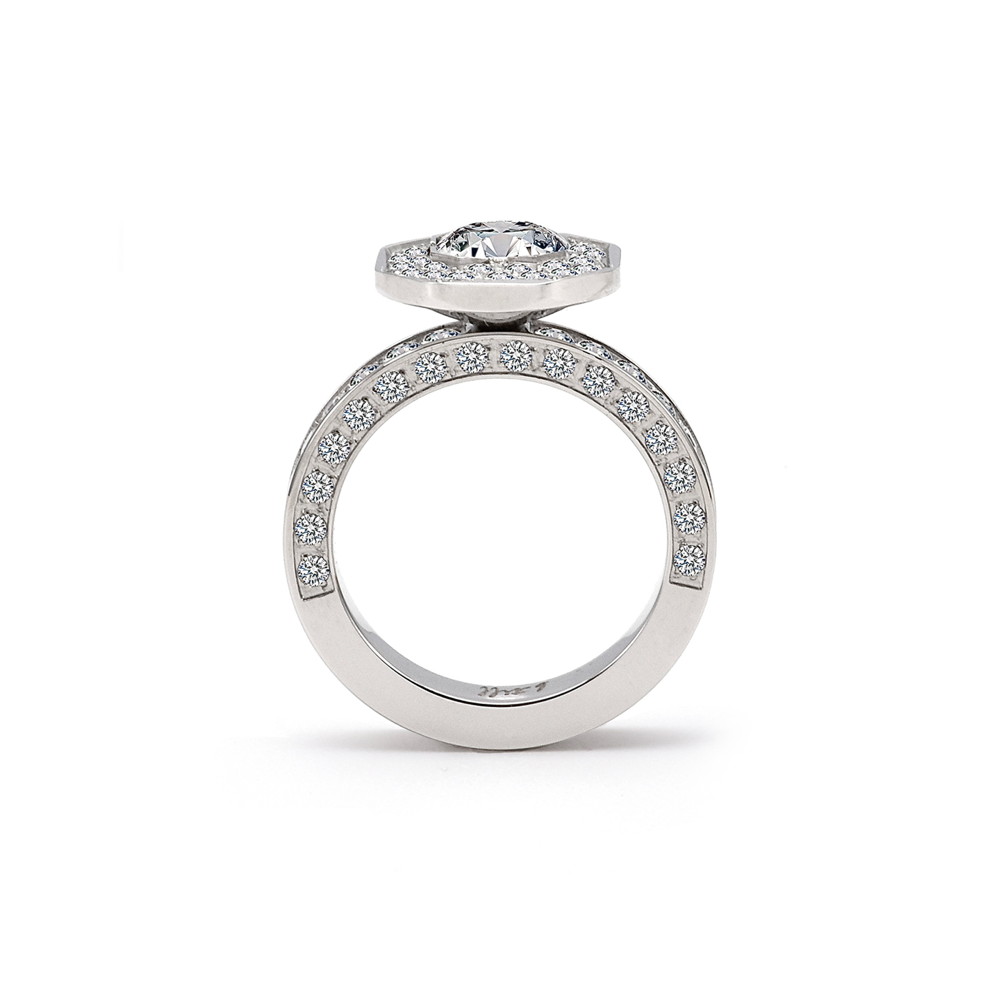 RG128W B.Tiff Aŭreolo II 1 ct Cushion Cut Halo Engagement Ring
