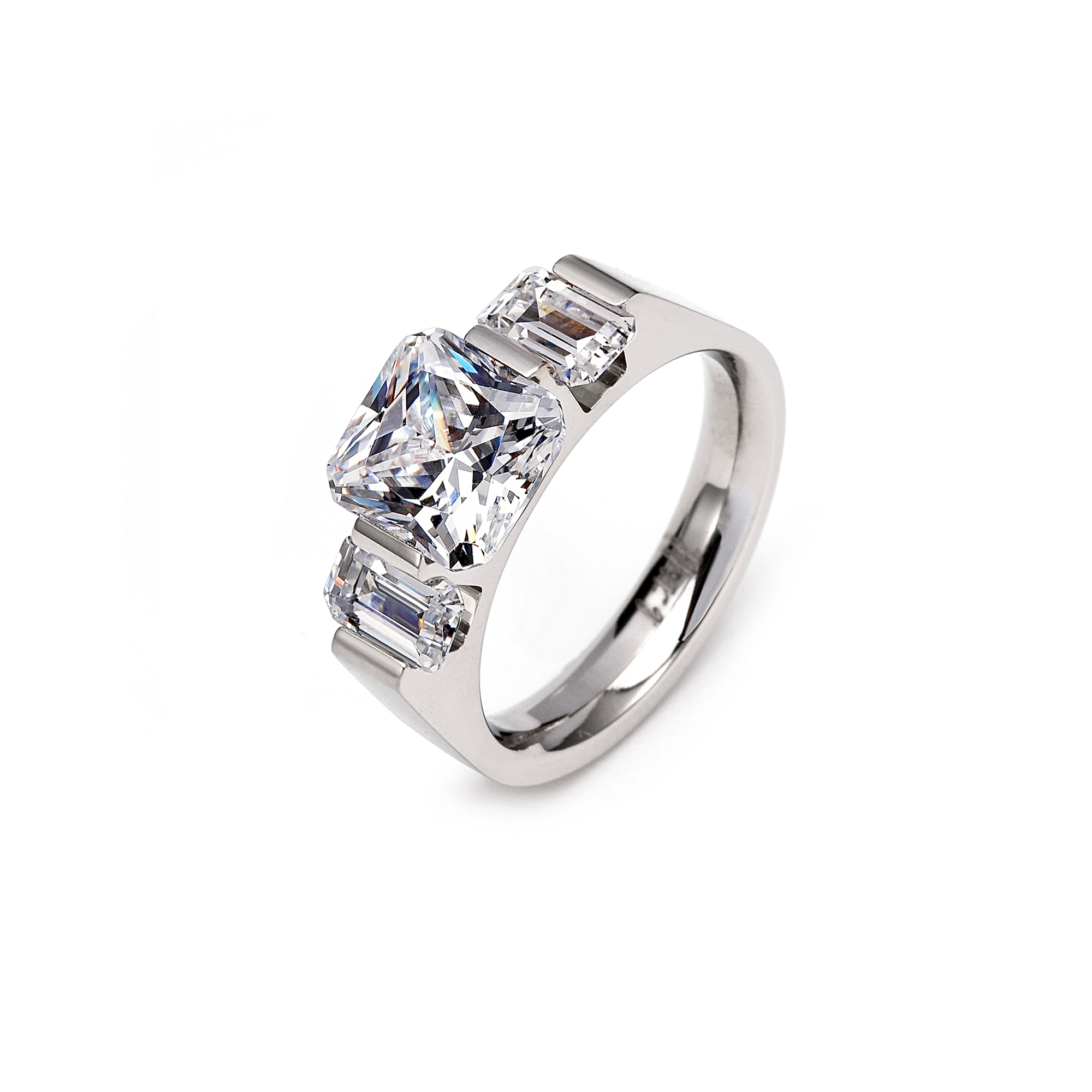 RG206W B.Tiff Tension 2 ct Cushion Cut with Emeralds Engagement Ring