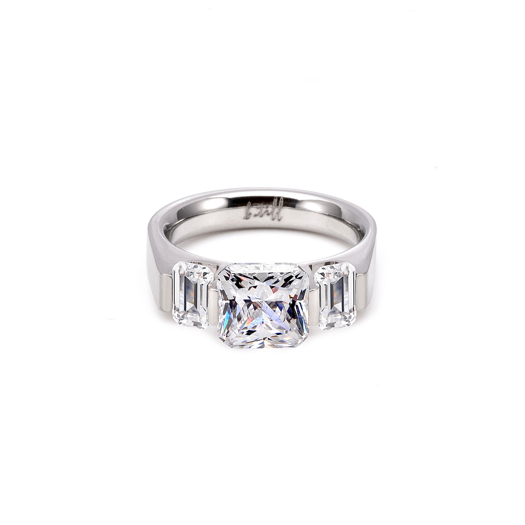 RG206W B.Tiff Tension 2 ct Cushion Cut with Emeralds Engagement Ring