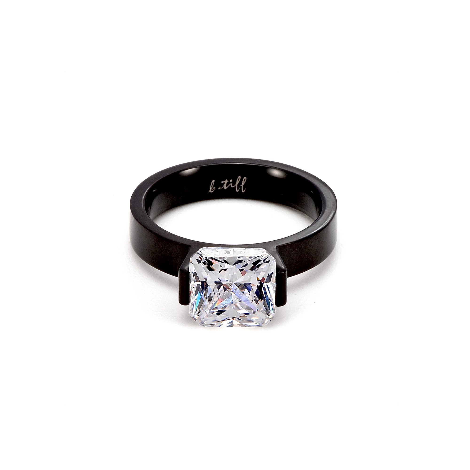 RG228B B.Tiff Black 2 ct Cushion Cut Engagement Ring