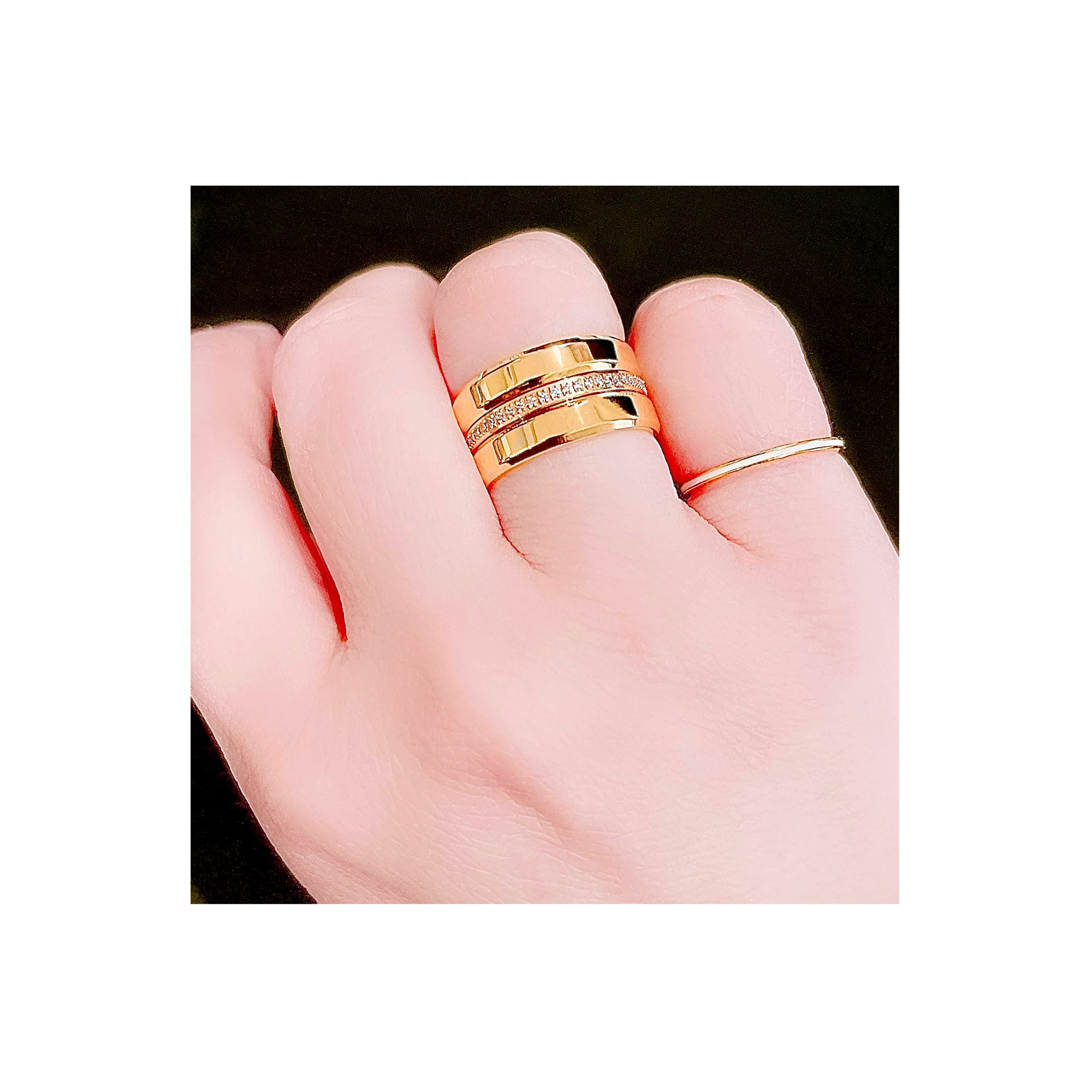 RG401G B.Tiff Gold Plated High Polish Beveled Edge Ring