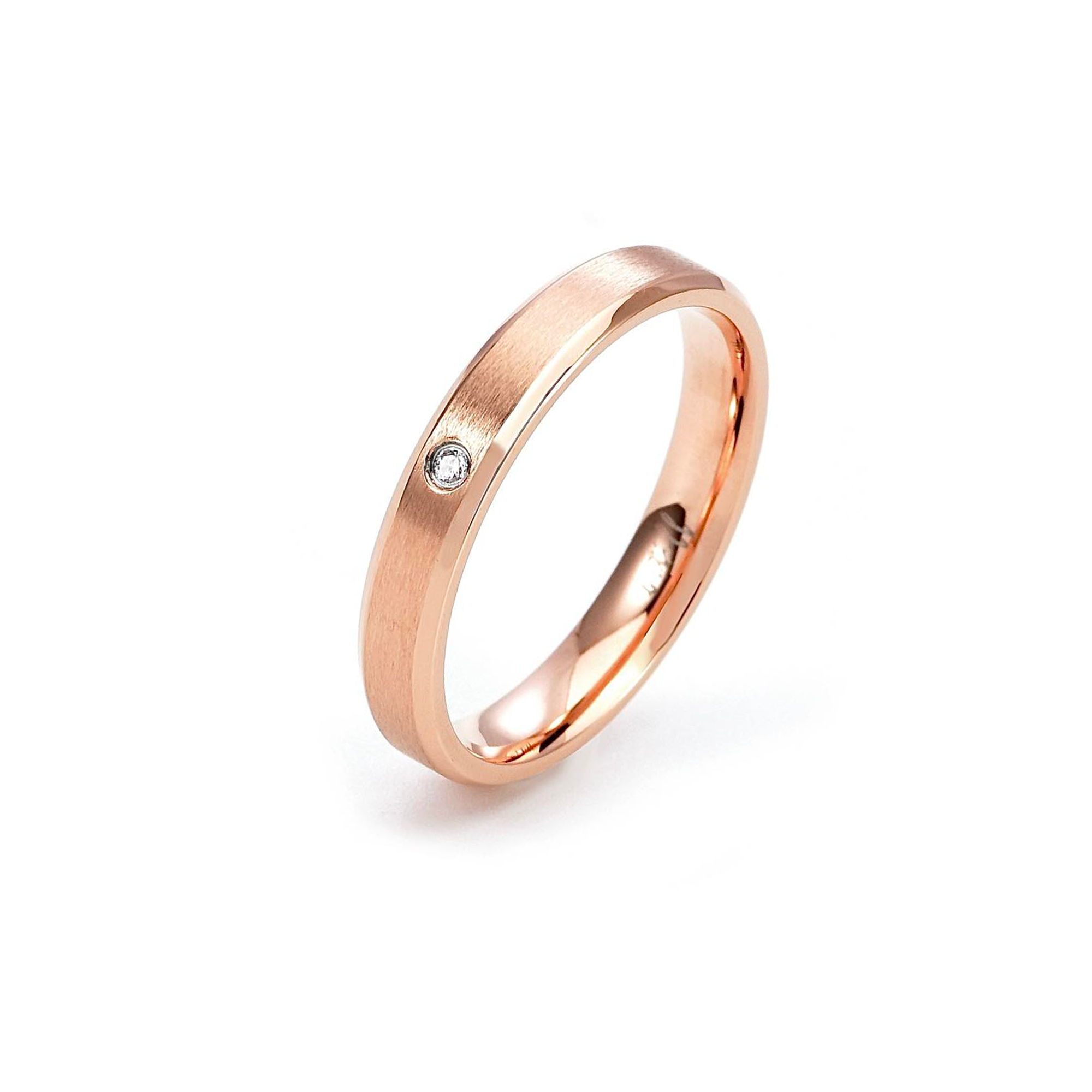 RG403RG B.Tiff Rose Gold Pavé Beveled Edge Ring