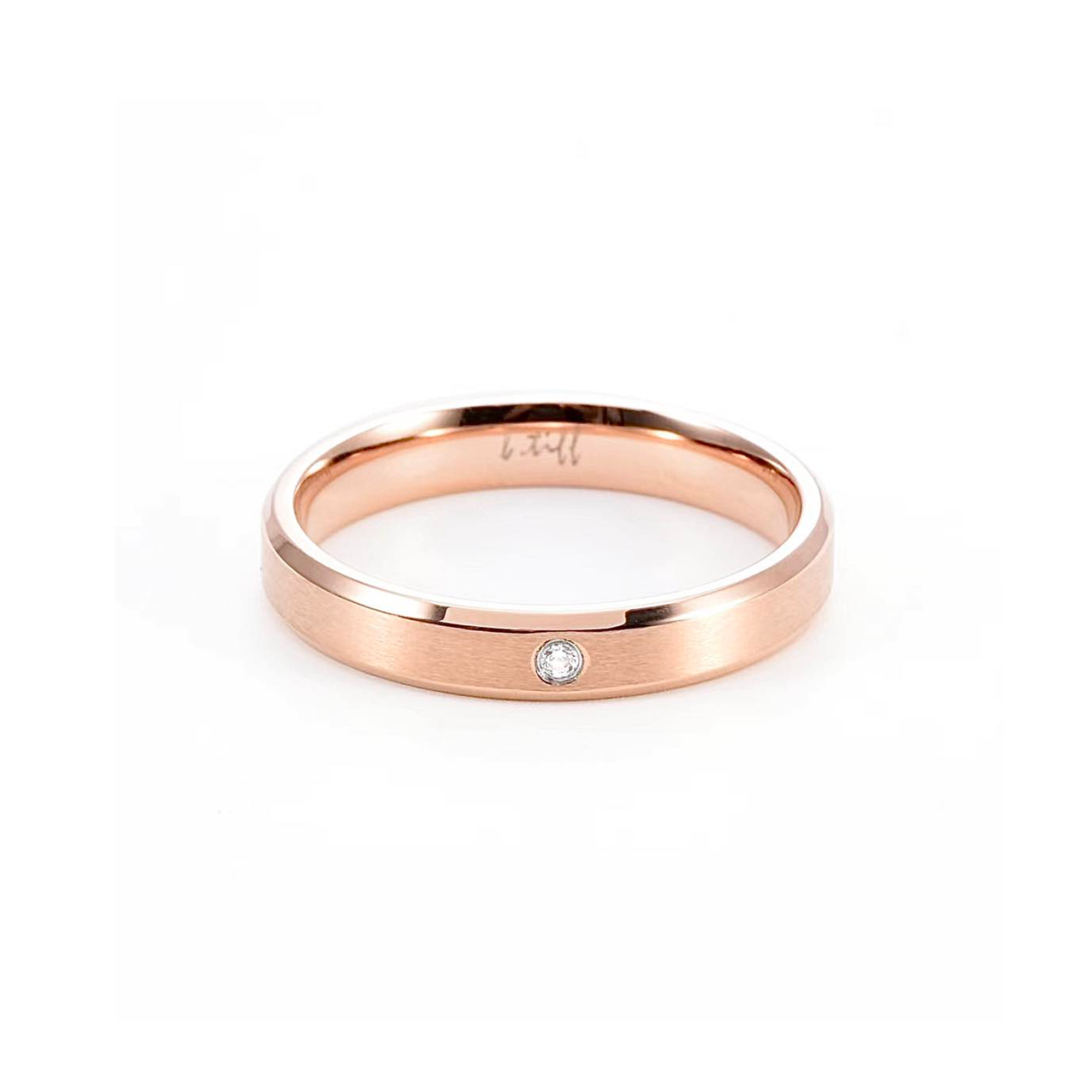 RG403RG B.Tiff Rose Gold Pavé Beveled Edge Ring