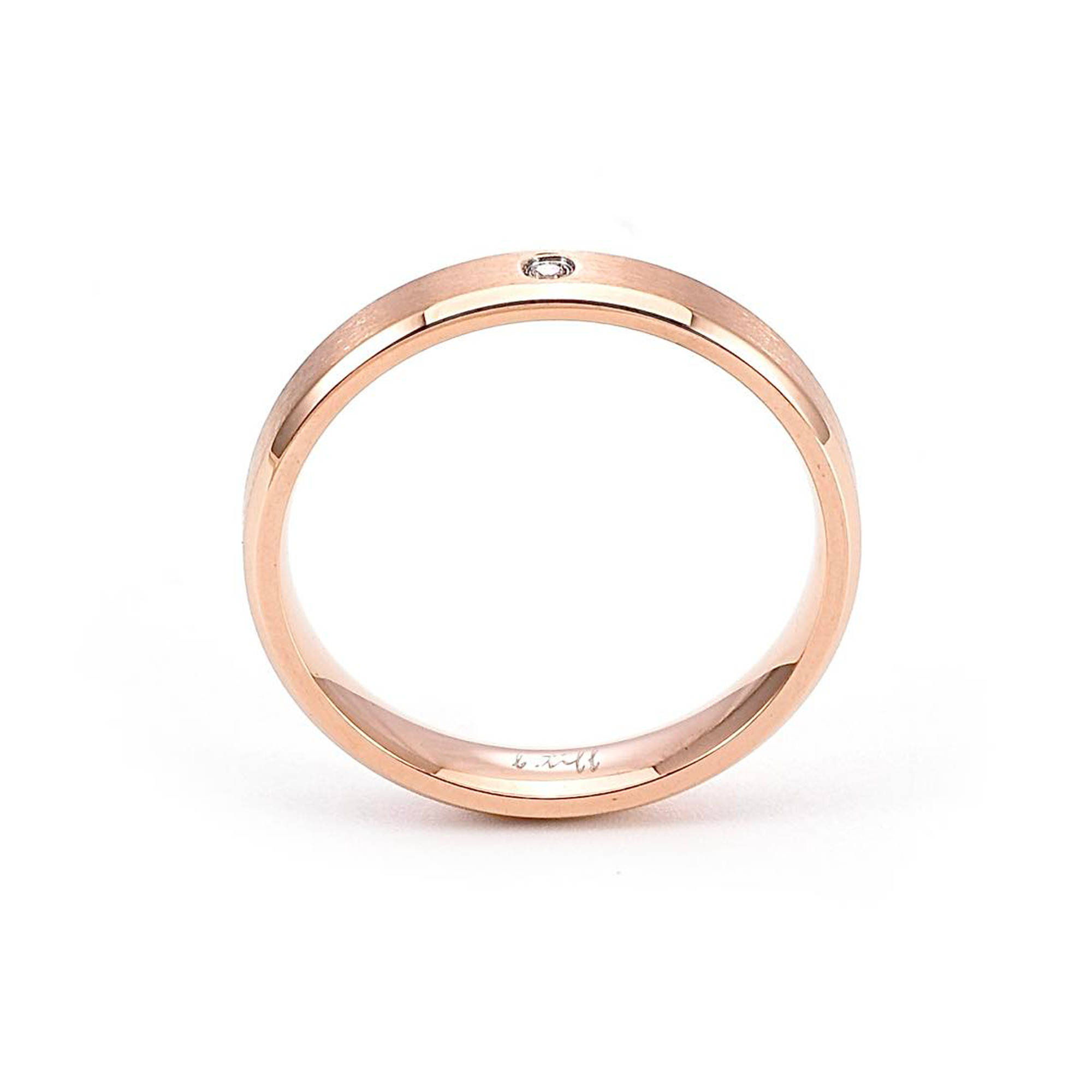 RG403RG B.Tiff Rose Gold Pavé Beveled Edge Ring