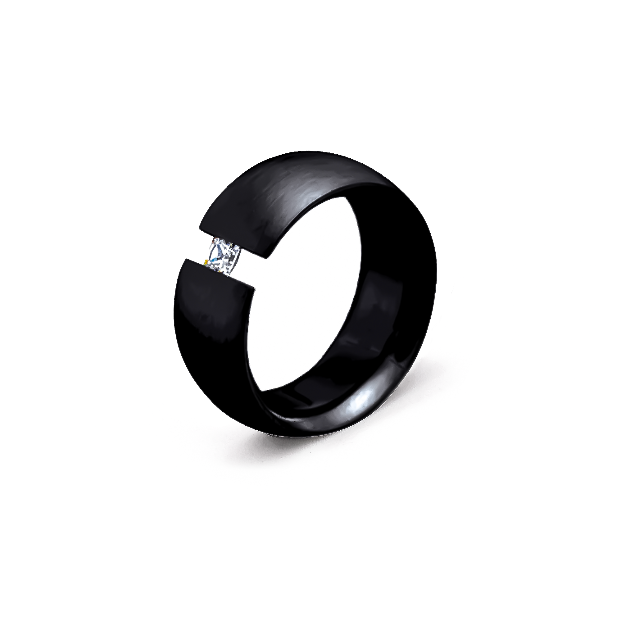 RG801B B.Tiff Princess Cut Black Wide Ring
