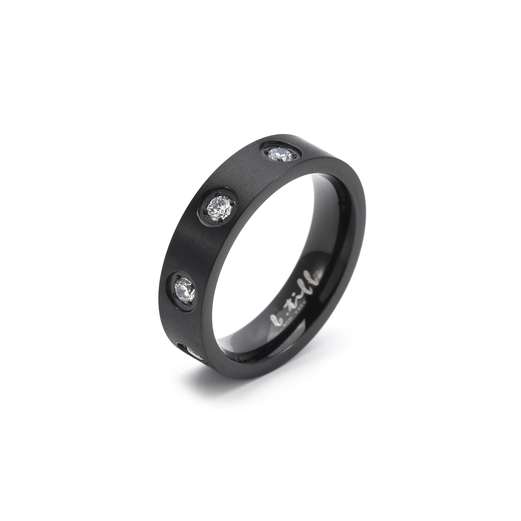 RG808B B.Tiff Matte Black 8-Stone Pave Ring