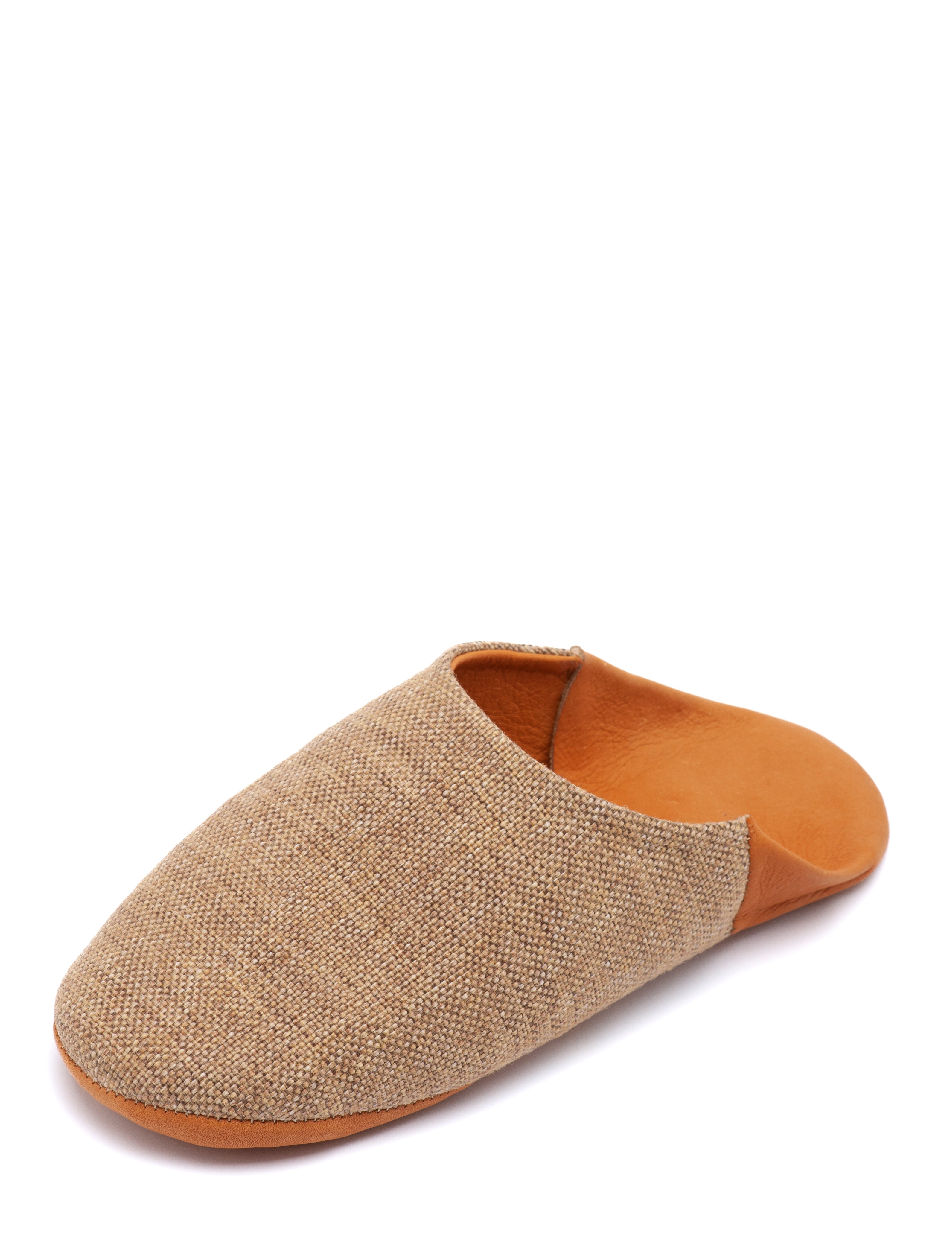 Buy Russet Linen Fusion - Leather & Textile Slippers by Choost