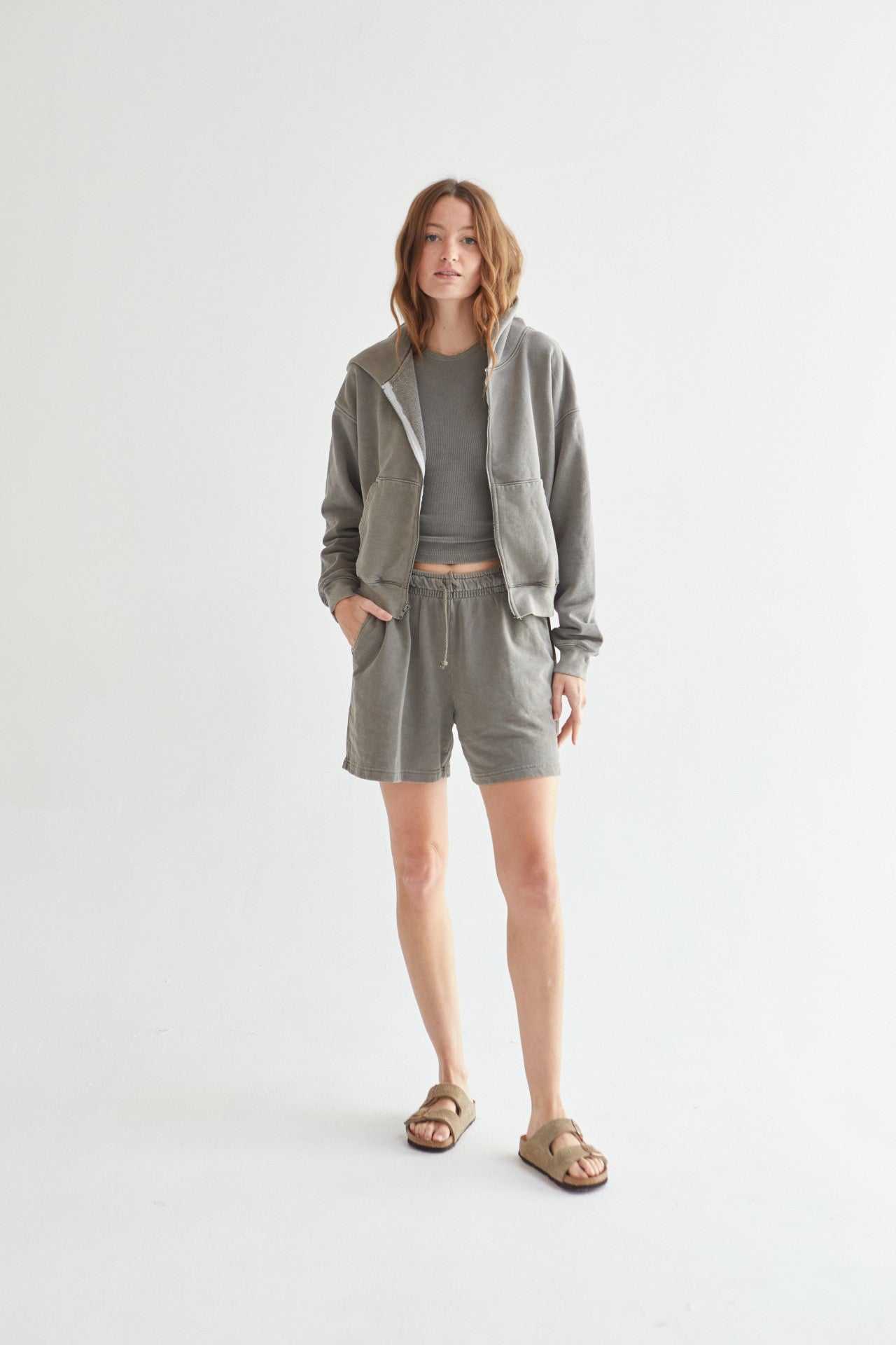 Rosie Cropped Zip-Up Hoodie