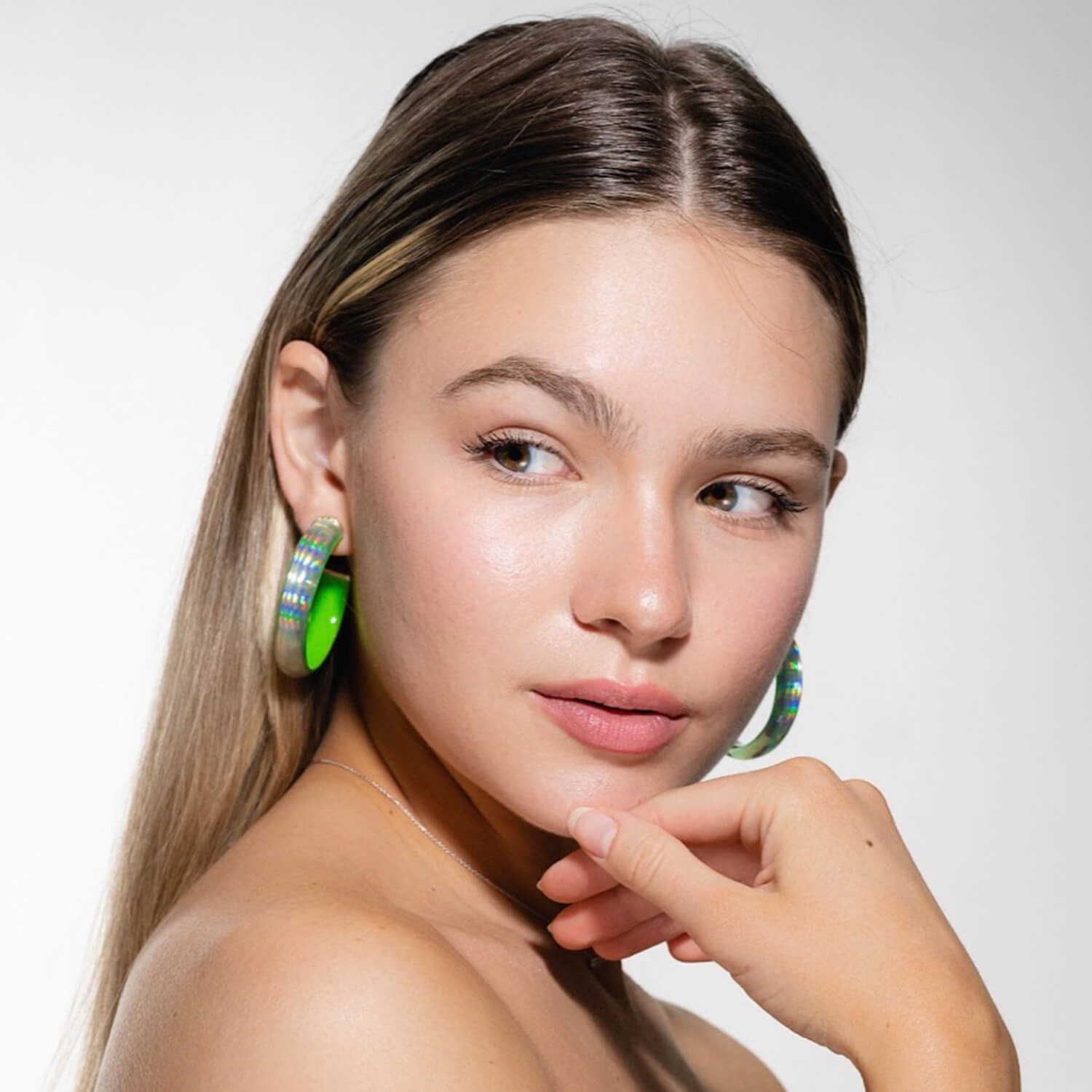 Rave Lucite Hoop Earrings in Neon Green