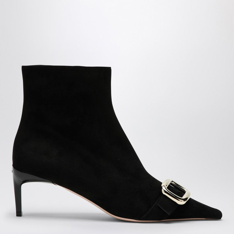 Roger Vivier Black Viv Canard Suede Ankle Boots Women