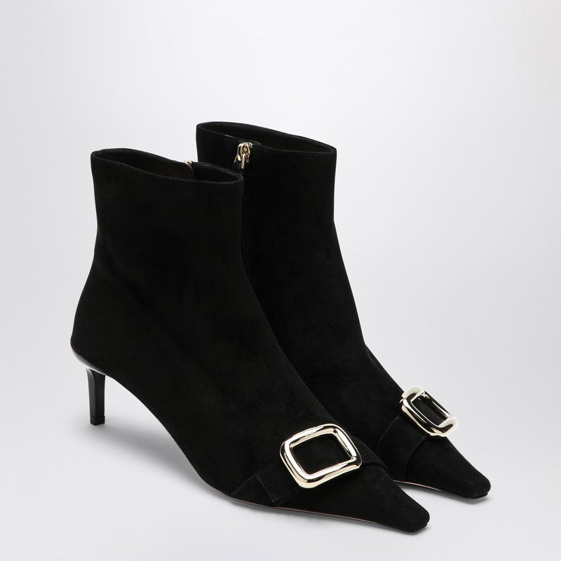 Roger Vivier Black Viv Canard Suede Ankle Boots Women