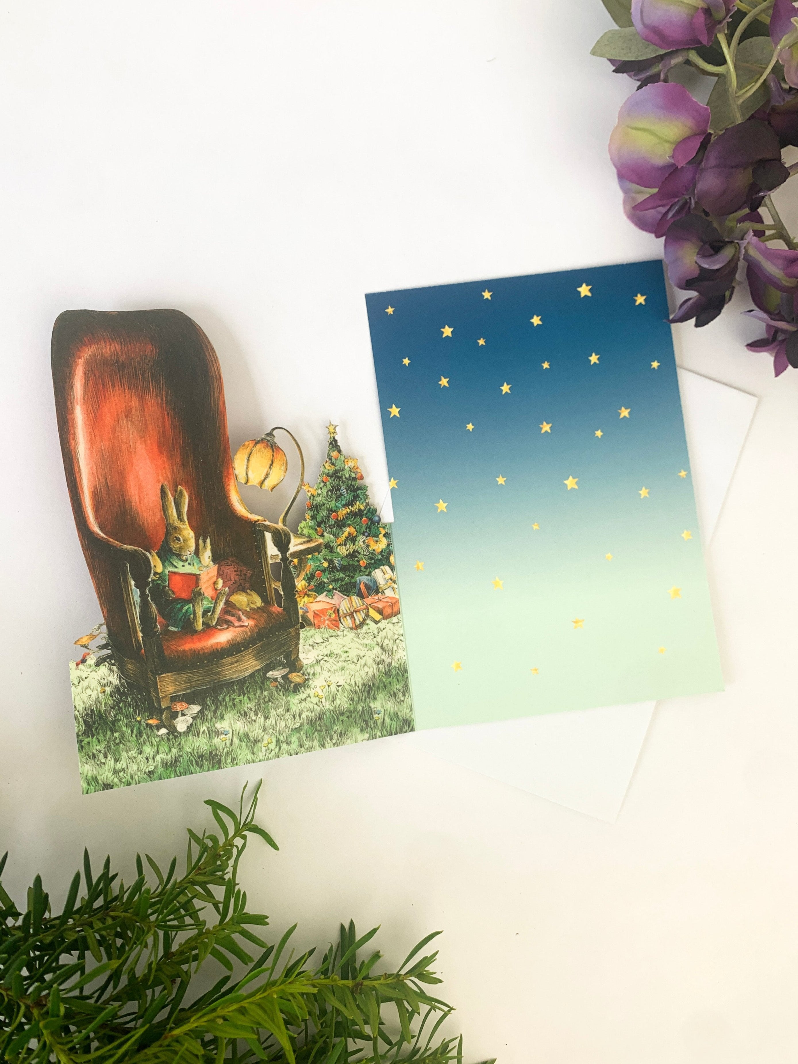 Rabbit Storytime Lasercut Christmas Card